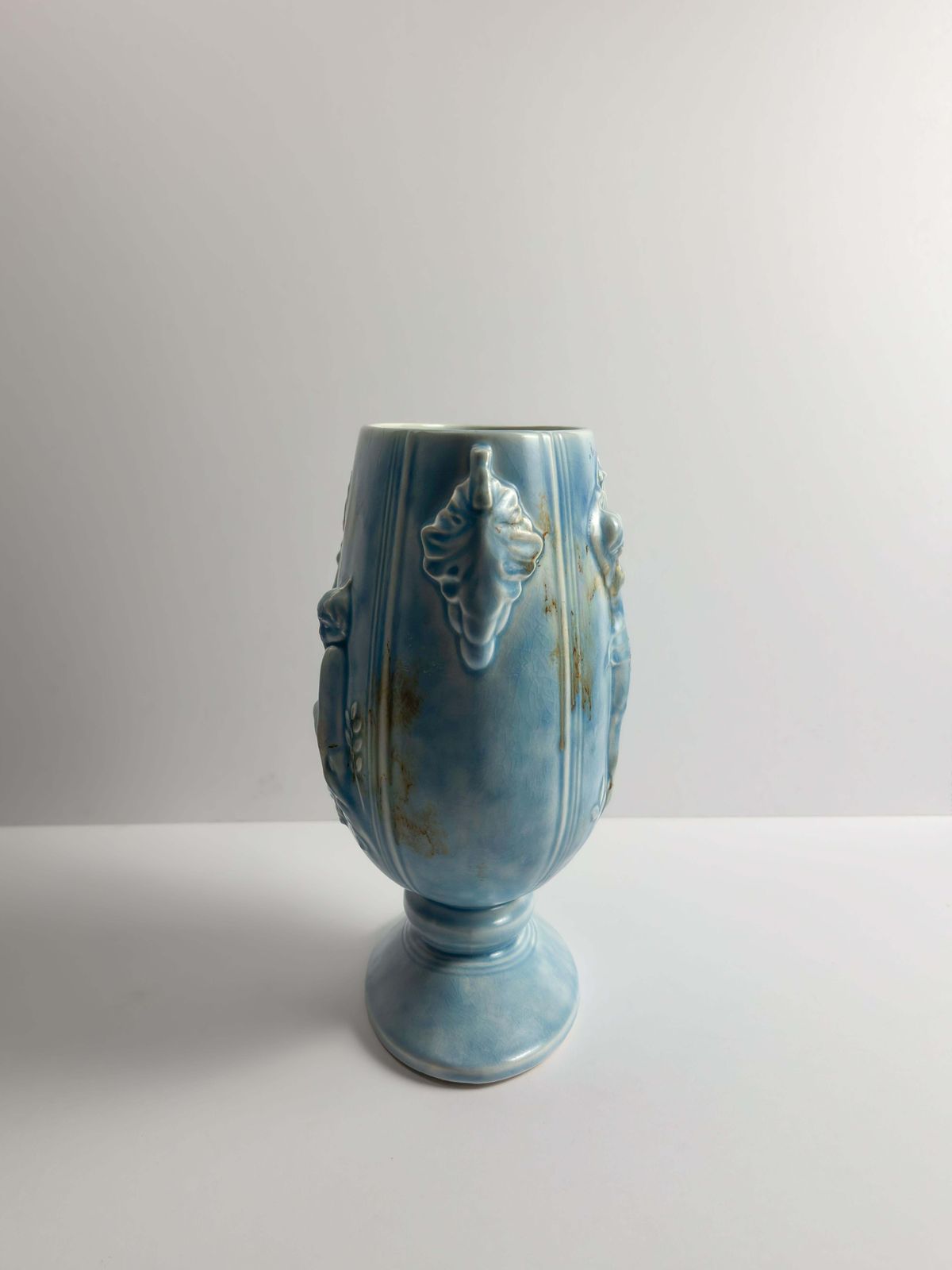 Home Decor 1930s Pale Blue Art Deco Vase With Pan And Nymph Relief, Beswick photo