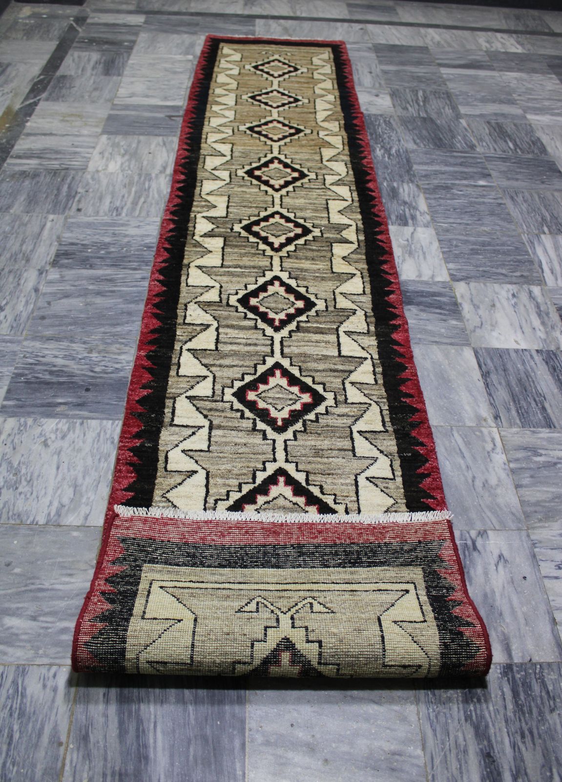 Navajo Style Southwestern Geometric Runner Rug photo for sale