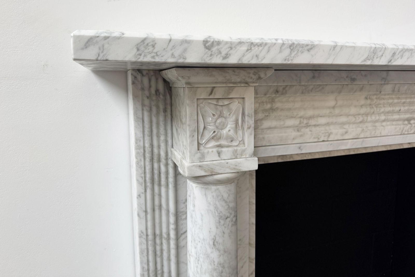 Antique Georgian Pillared White Marble Fireplace Surround. photo Home Fixtures