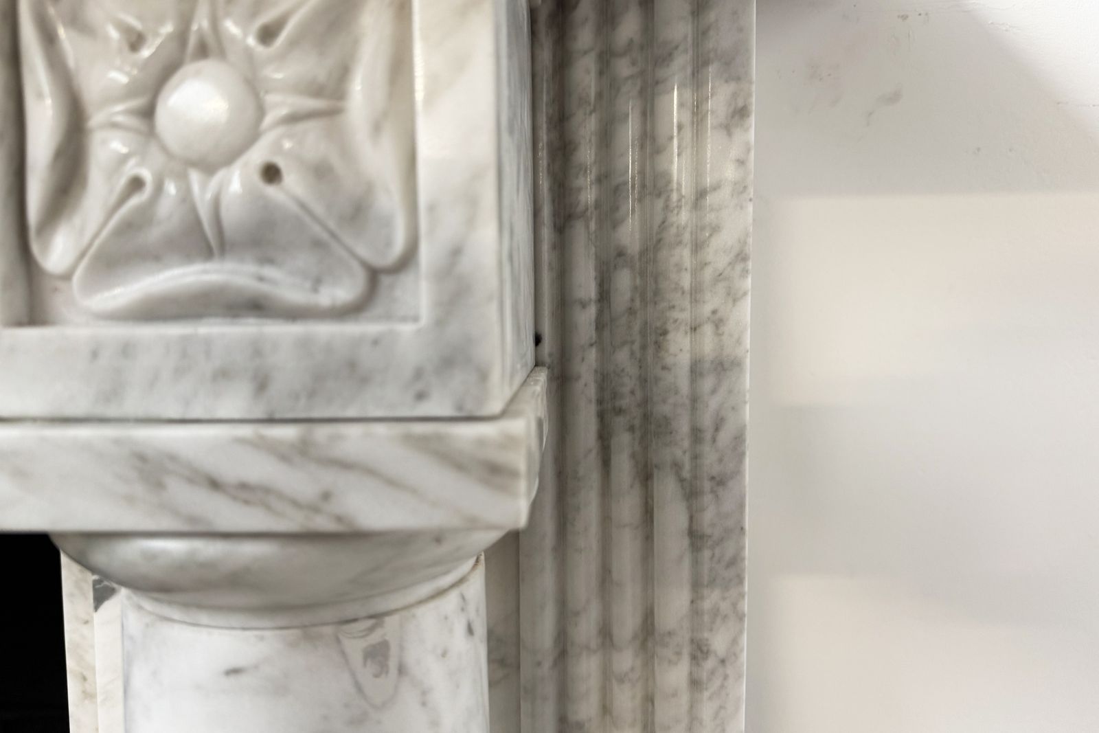 photo for sale Antique Georgian Pillared White Marble Fireplace Surround.