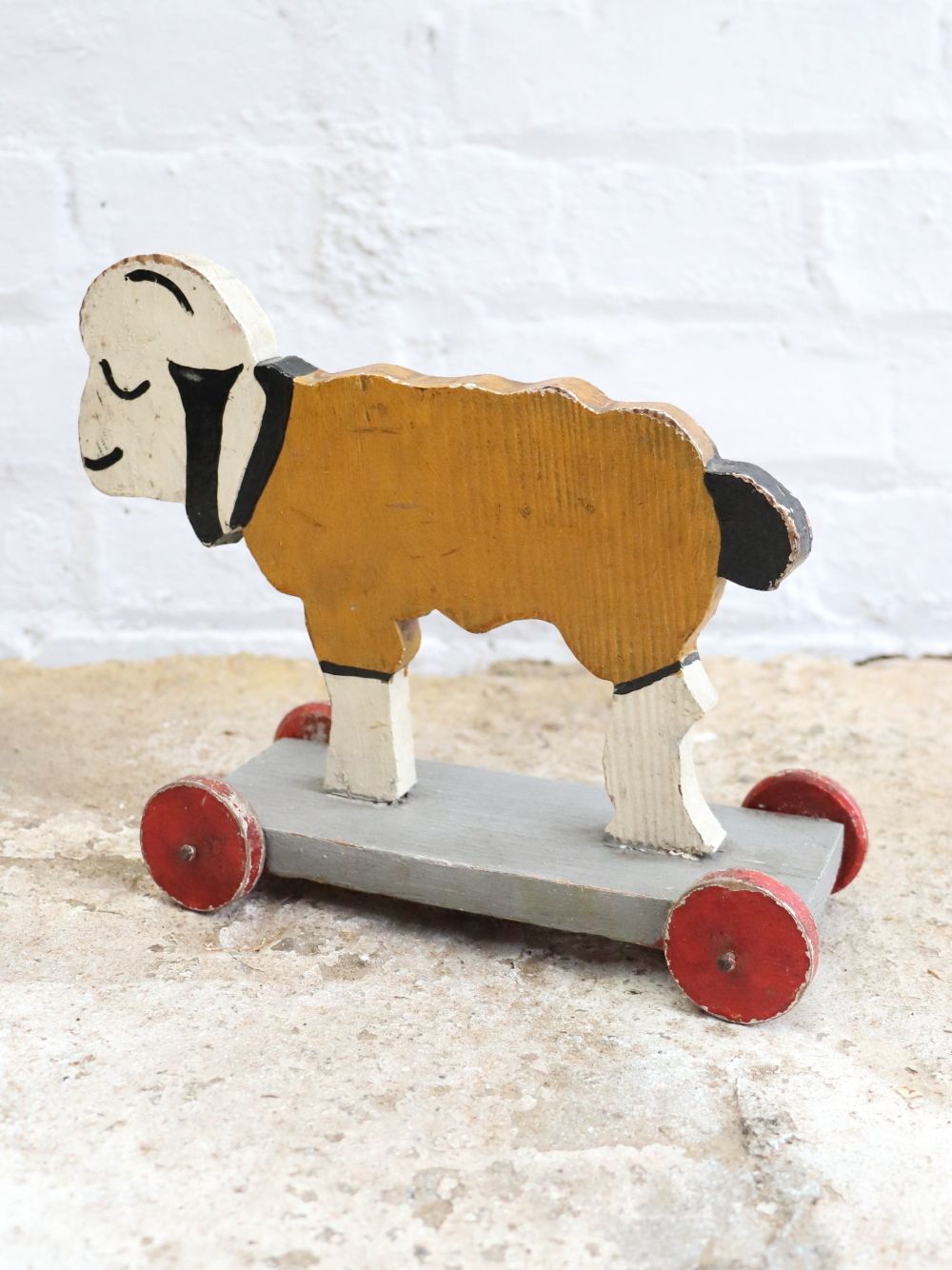 Lovely Antique French Wooden Pull Along Toy photo vintage