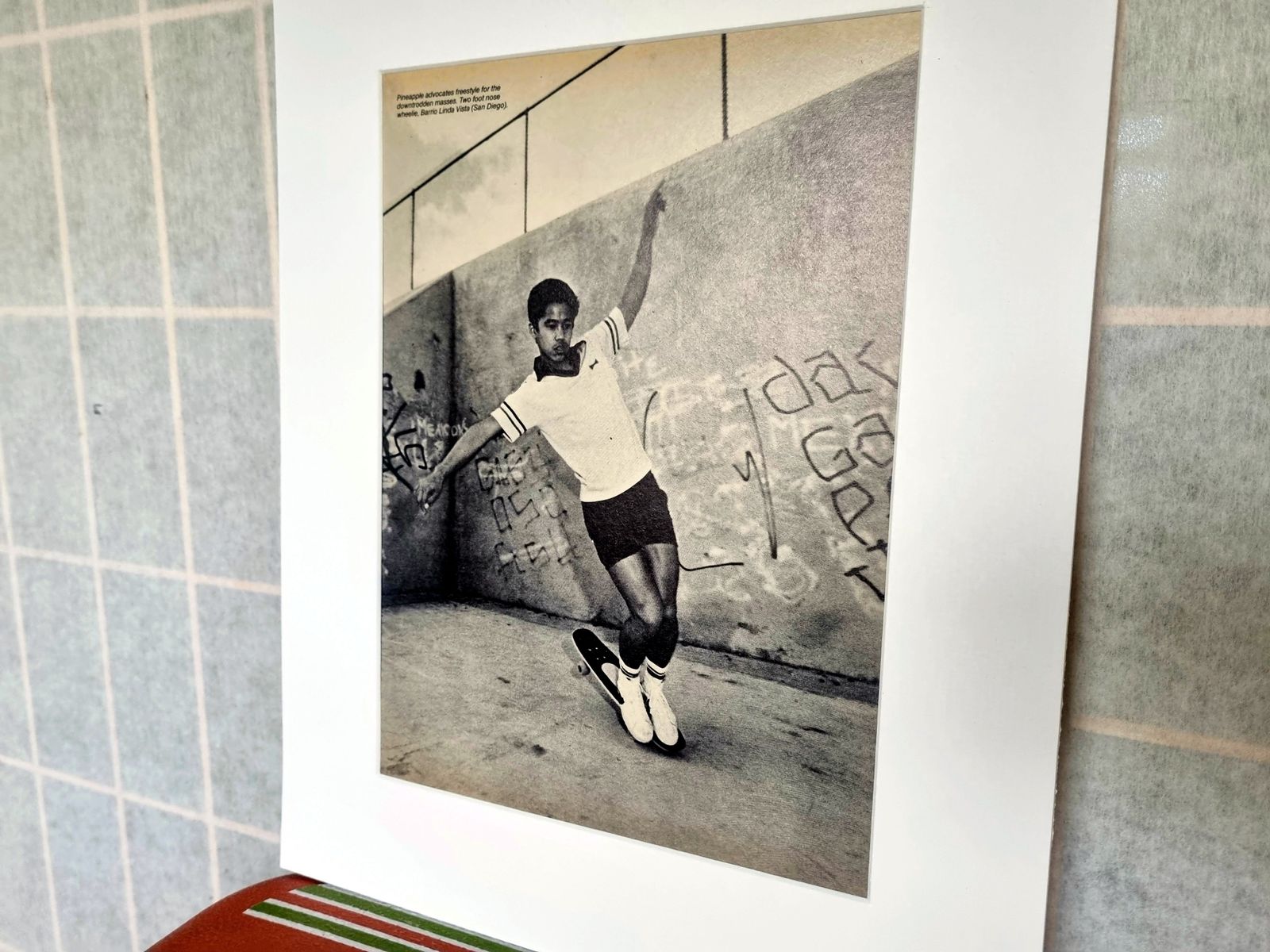 Skate Culture Photo Page, 1980s Freestyle Skateboarding Print, Doug Pineapple Saladino G&S Era, Collector Art, San Diego Barrio Linda Vista photo vintage