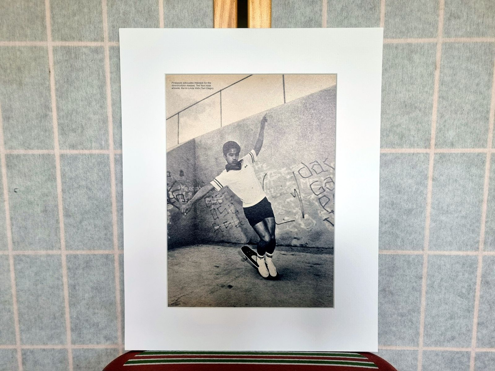photo for sale Skate Culture Photo Page, 1980s Freestyle Skateboarding Print, Doug Pineapple Saladino G&S Era, Collector Art, San Diego Barrio Linda Vista