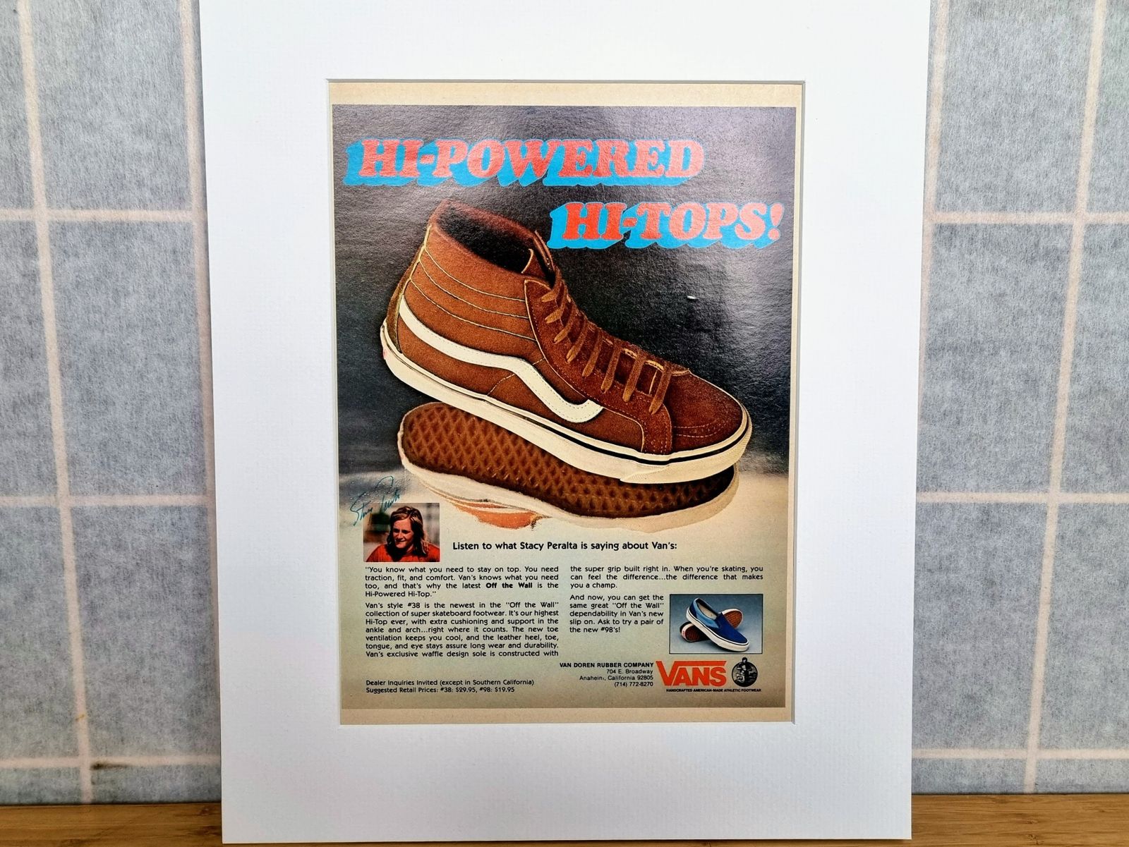 Vans Hi Top Skateboarding Magazine Advertisement, Original Vintage Waffle Sole Sneaker Ad, Rare Off The Wall Era Ephemera photo furniture