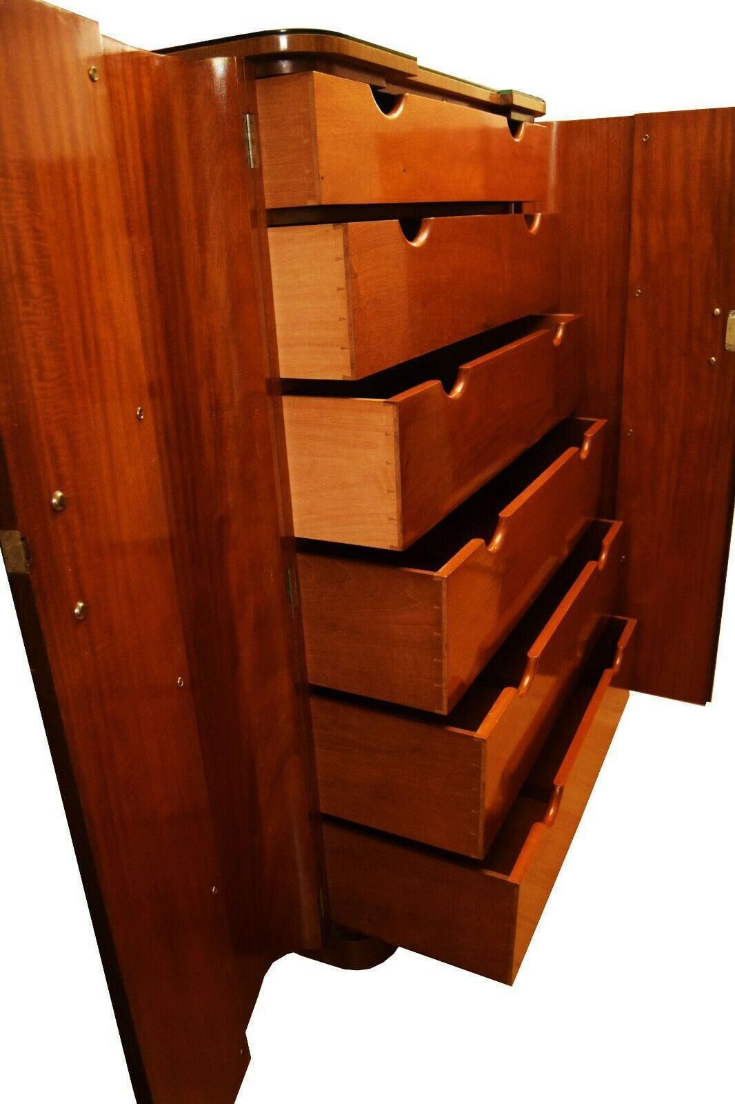 Stunning Epstein Art Deco Amboyna And Walnut Tall Boy Linen Chest photo vinterior