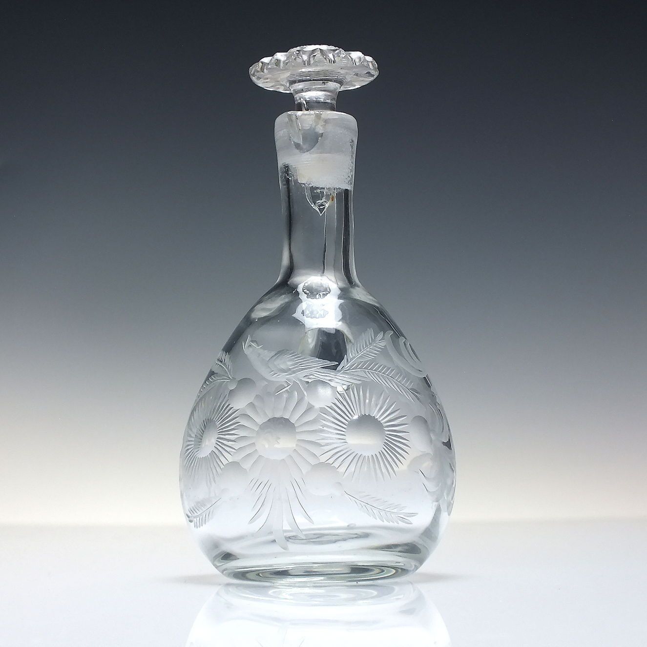 Rare 19th Century Sunflower Oil Condiment Glass Bottle C1860
