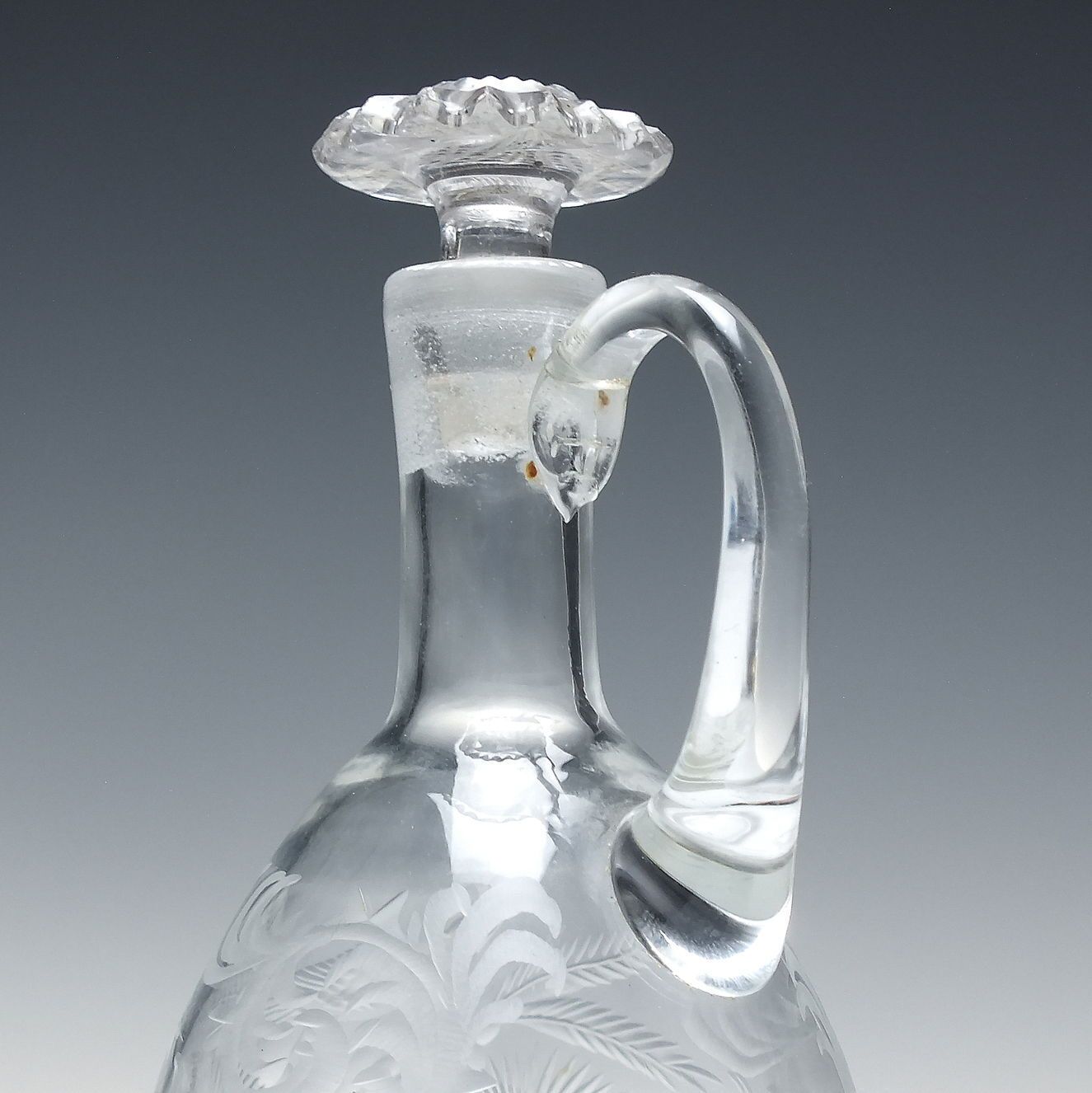 Rare 19th Century Sunflower Oil Condiment Glass Bottle C1860 photo furniture