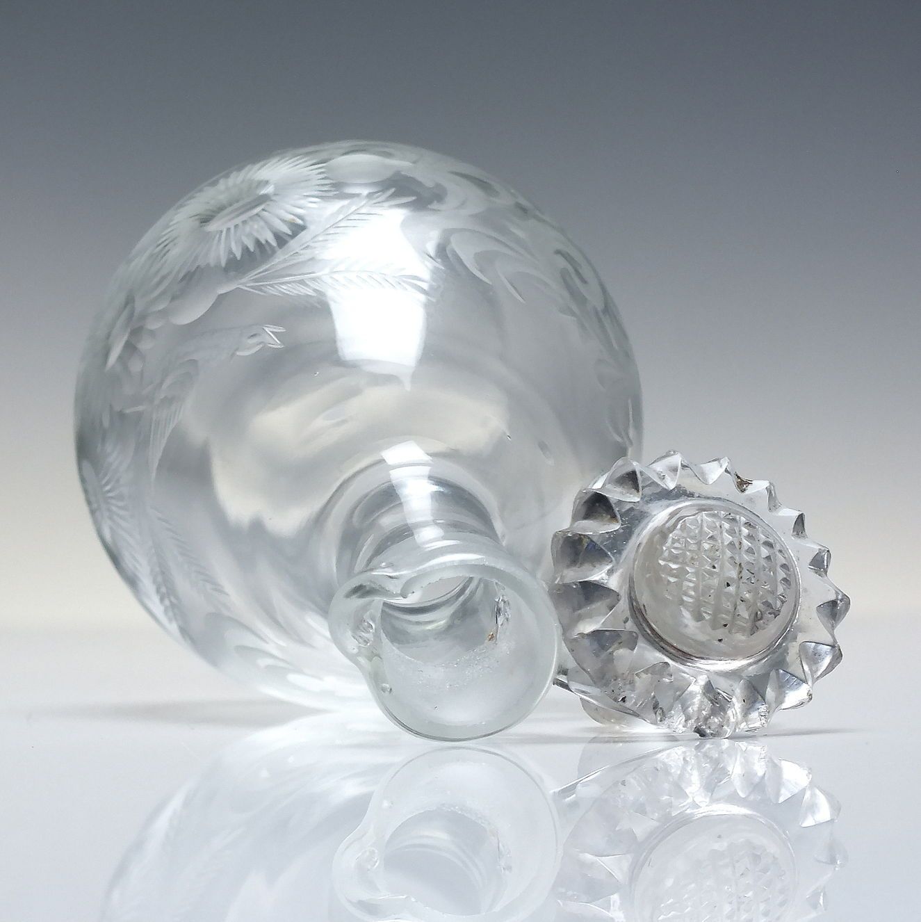 Rare 19th Century Sunflower Oil Condiment Glass Bottle C1860 photo for sale