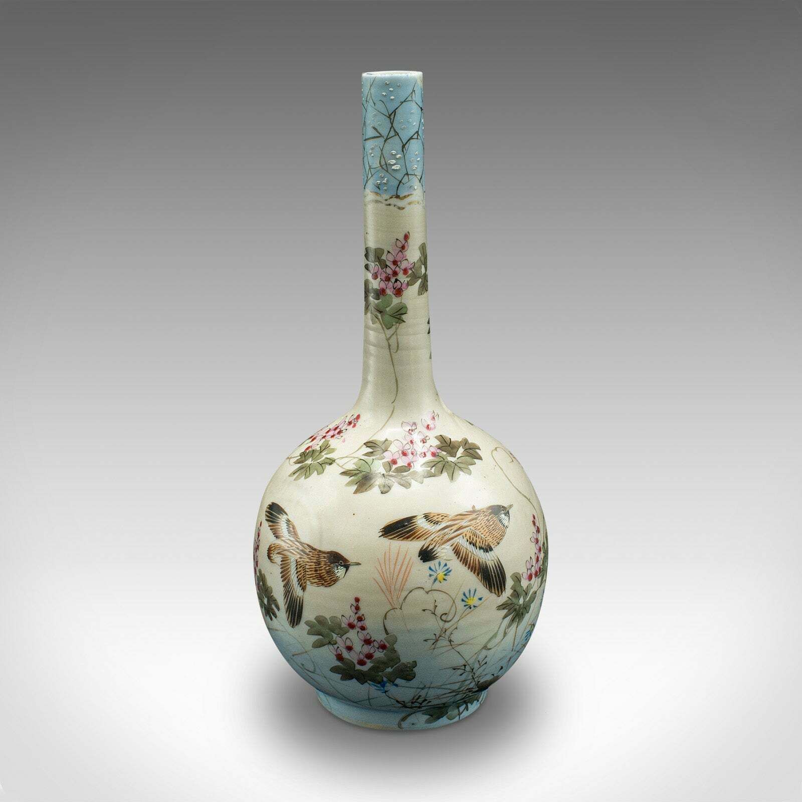 Pair Of Antique Single Stem Vases, Japanese, Ceramic, Meiji Period, Victorian photo vinterior