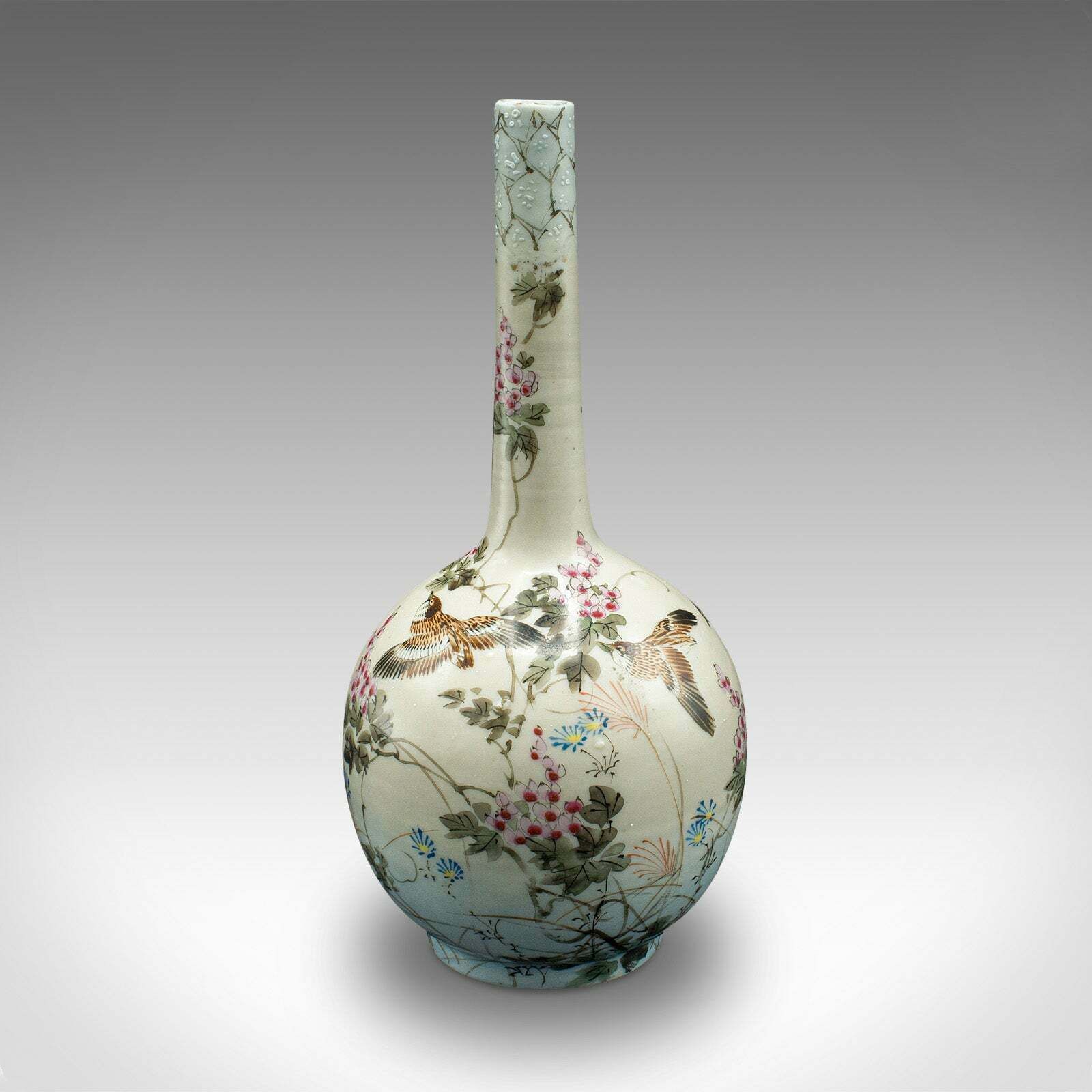 Pair Of Antique Single Stem Vases, Japanese, Ceramic, Meiji Period, Victorian photo buy