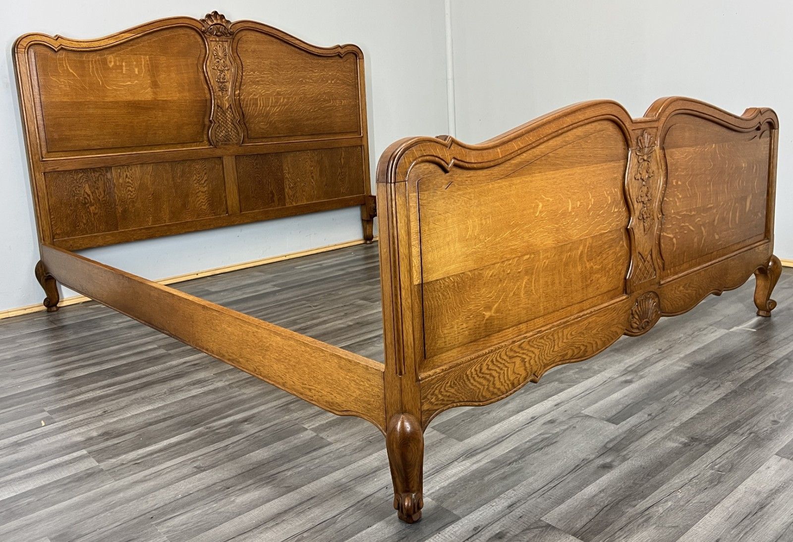 Bed Vintage French Louis XVI King Size Bed Frame Oak Carved Headboard Lot 4604 photo furniture