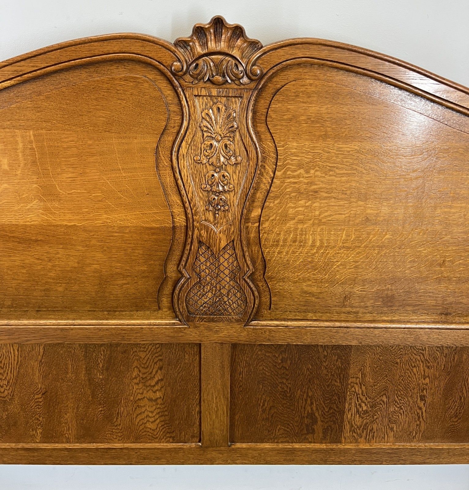 photo for sale Bed Vintage French Louis XVI King Size Bed Frame Oak Carved Headboard Lot 4604