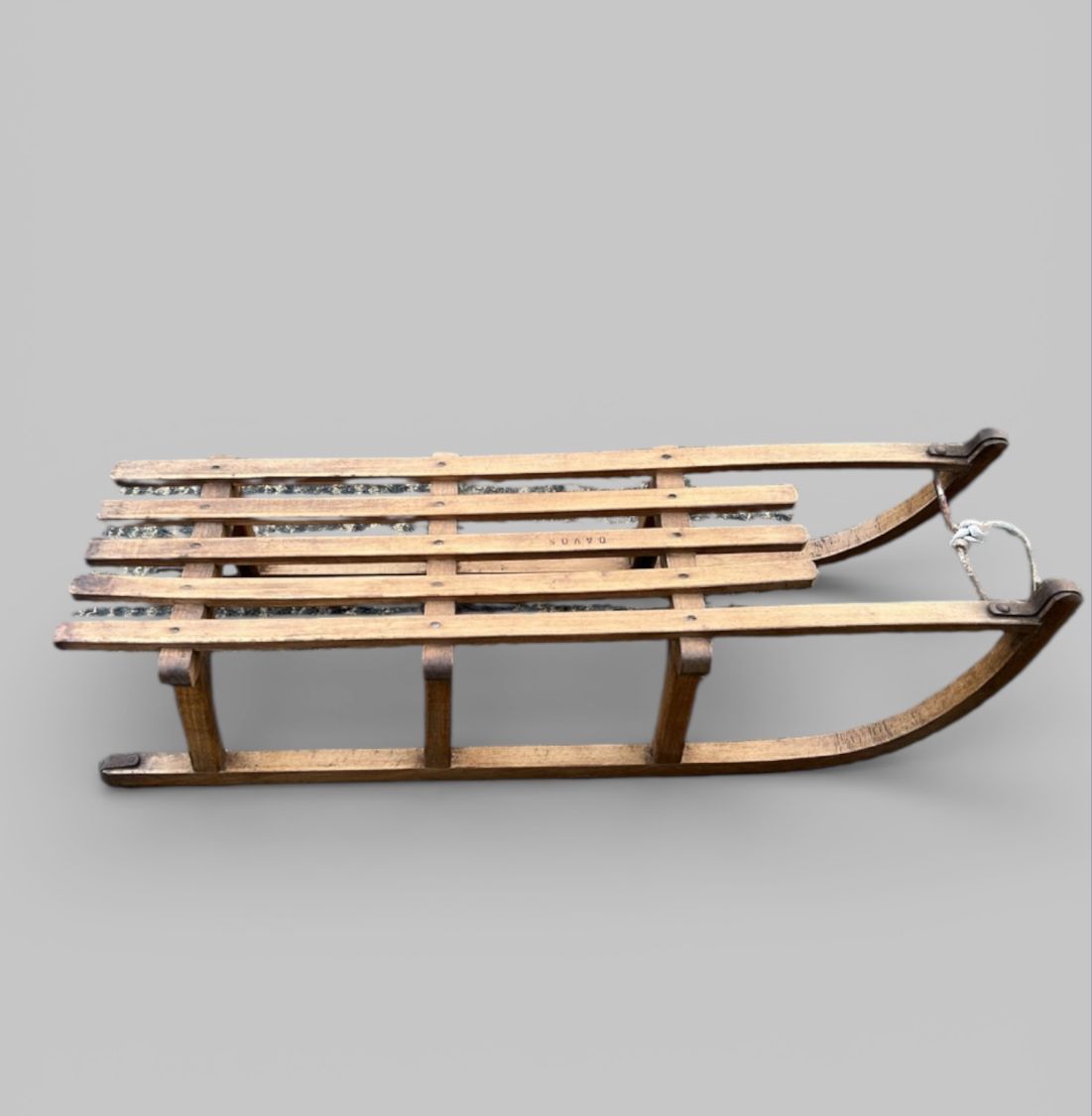 Early 20th Century Swiss Davos Sled With Steel Runners