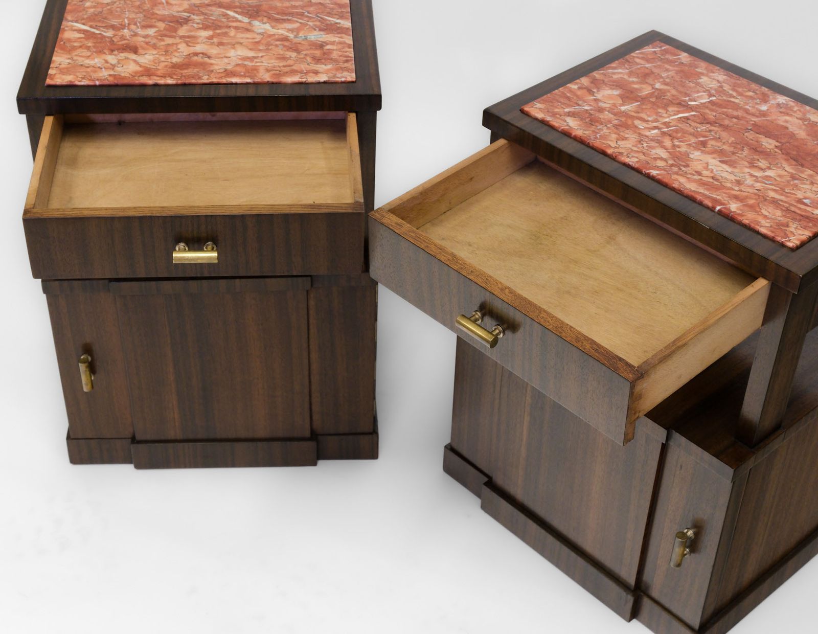 Pair Mid Century Italian Macassar Ebony & Marble Bedside Cabinets Circa 1950 photo buy