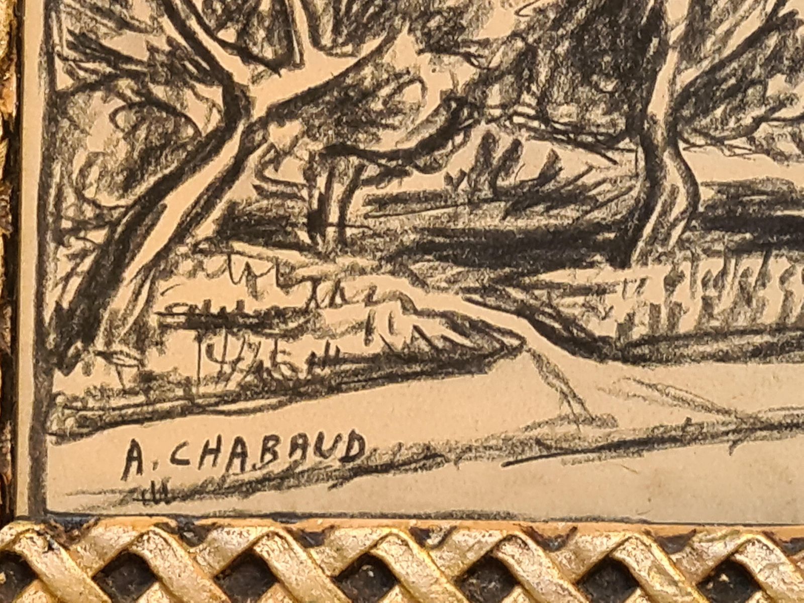 Auguste Chabaud French Landscape, Fauvist Drawing, The Olive Grove, 1900s photo for sale