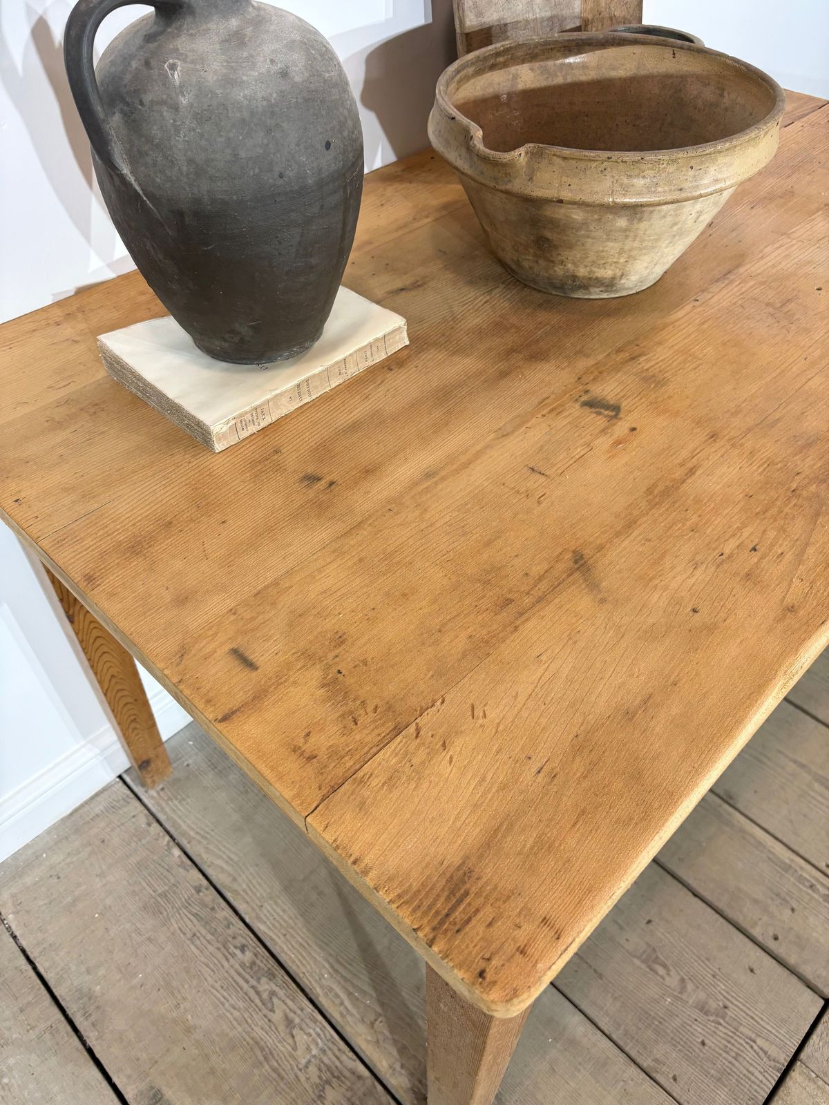 Antique Pine Country Farmhouse Kitchen Dining Table photo for sale