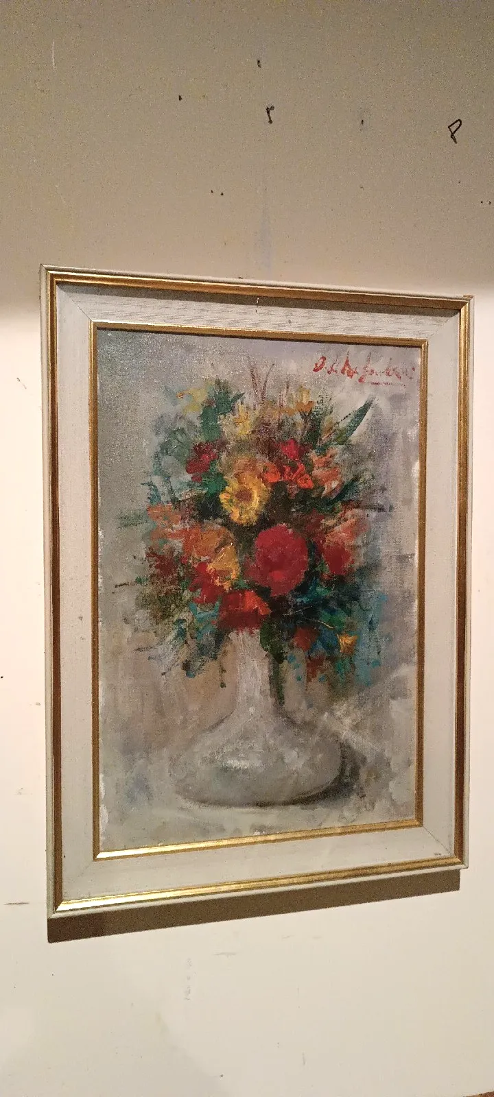 Still Life Painting Flower Vase Osman De Scolari (Palermo, 1908 Florence, 1998)