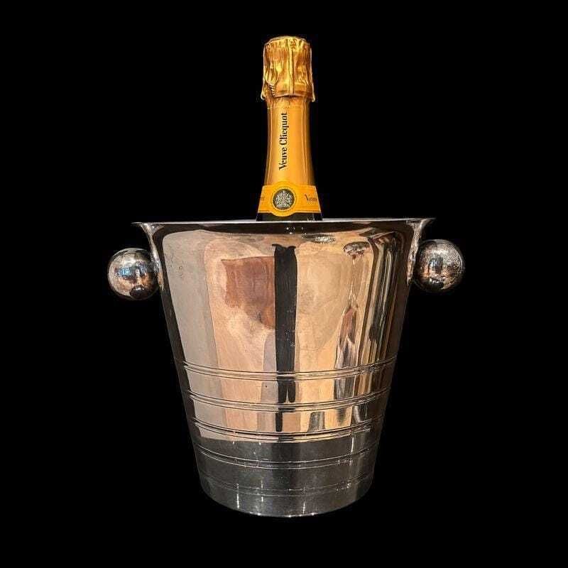 Champagne Bucket Silver Plated Art Deco Style Bar Cart Decor Christmas Table Wine Chiller Cooler Gift For Wedding Gift Man Cave