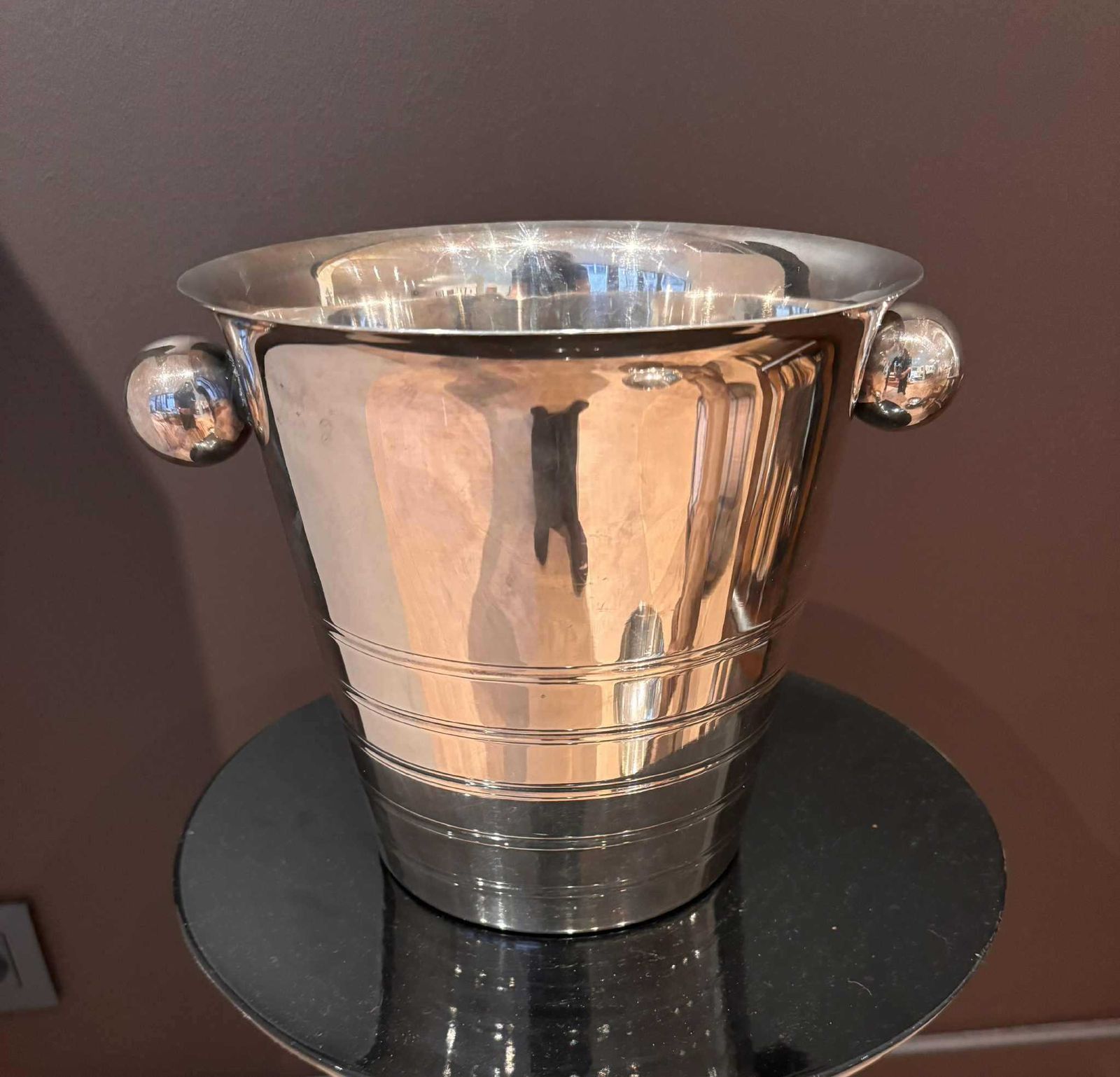 Champagne Bucket Silver Plated Art Deco Style Bar Cart Decor Christmas Table Wine Chiller Cooler Gift For Wedding Gift Man Cave photo 284.0