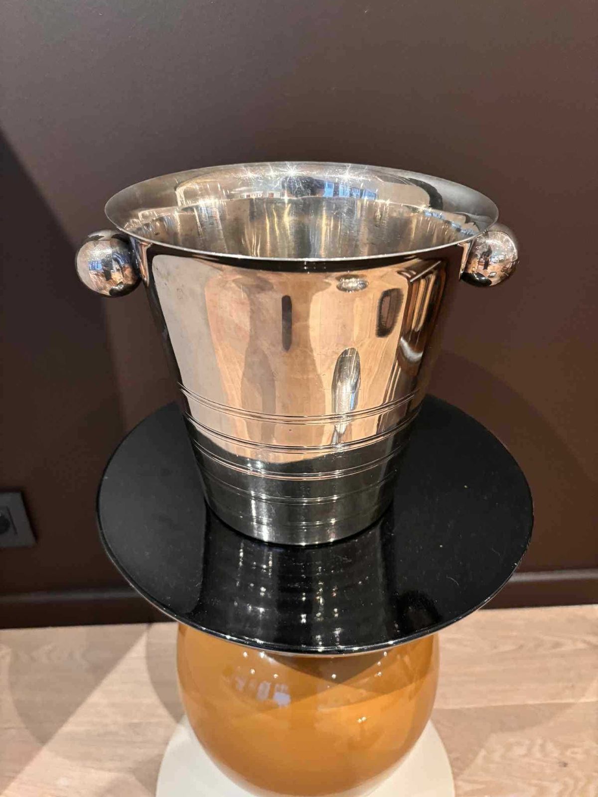 photo furniture Champagne Bucket Silver Plated Art Deco Style Bar Cart Decor Christmas Table Wine Chiller Cooler Gift For Wedding Gift Man Cave