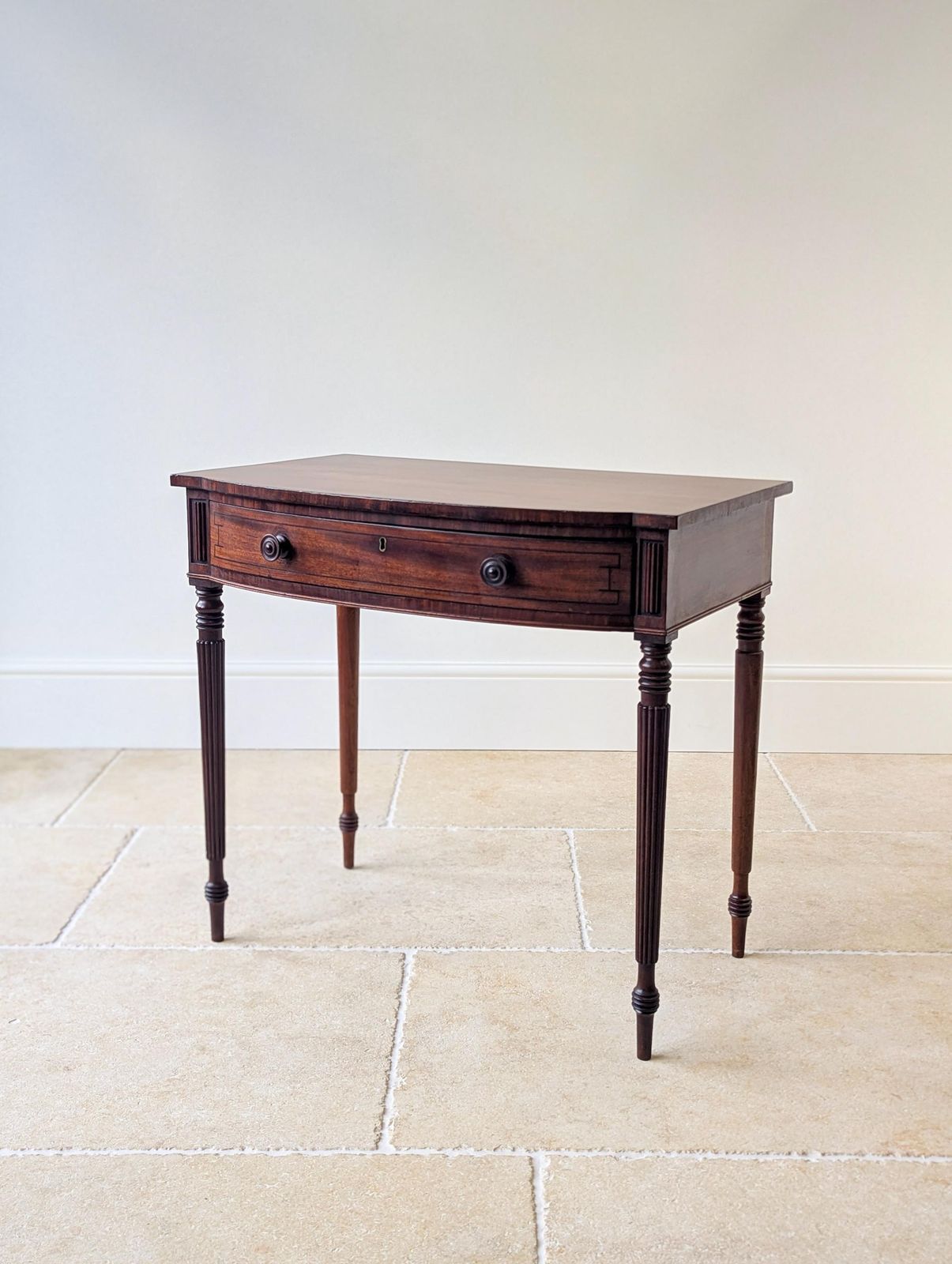 Antique Early 19th Century Mahogany Bow Front Writing Table