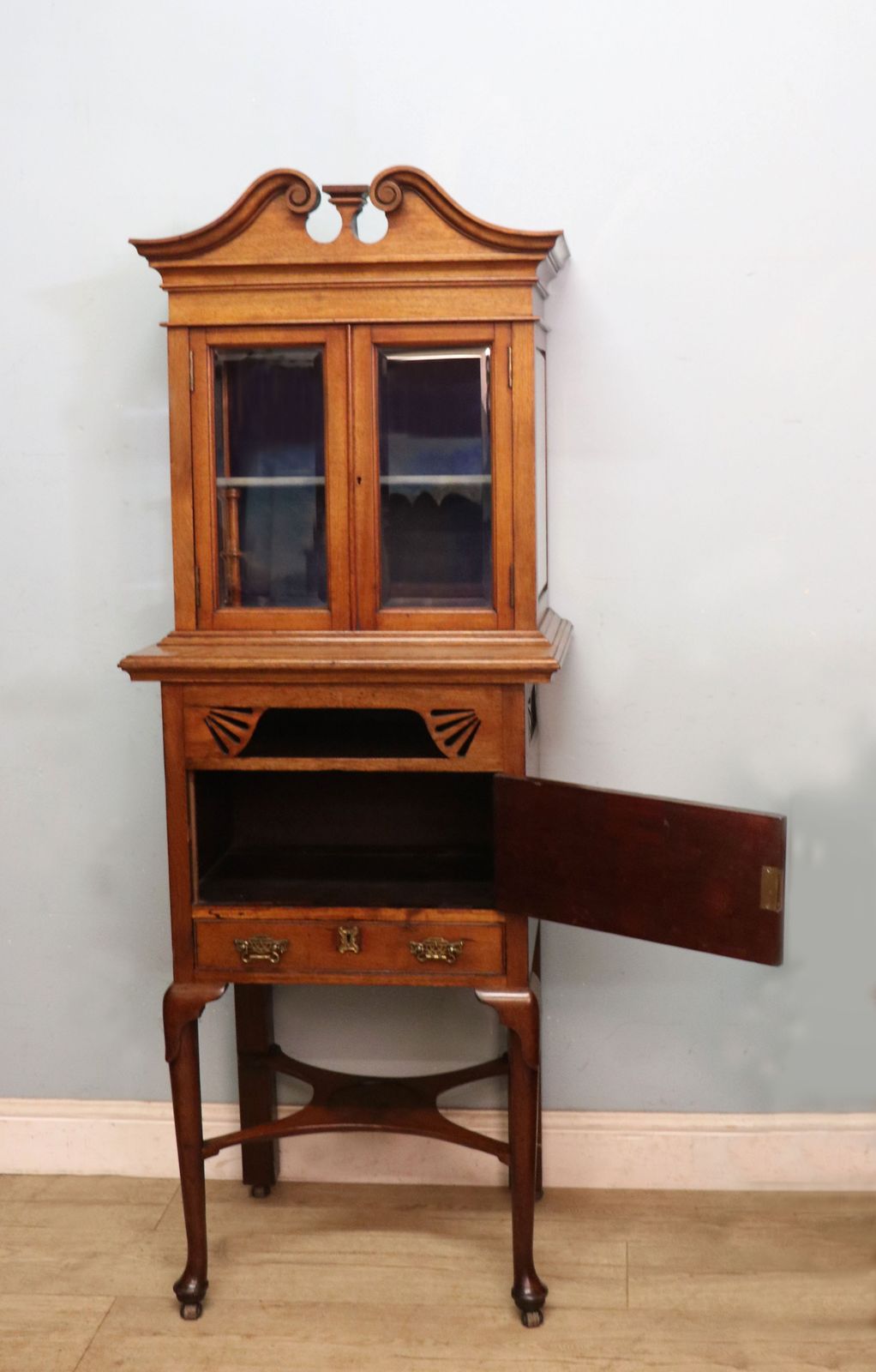 photo for sale A Lovely American Walnut Display Cabinet Of Small Proportions.