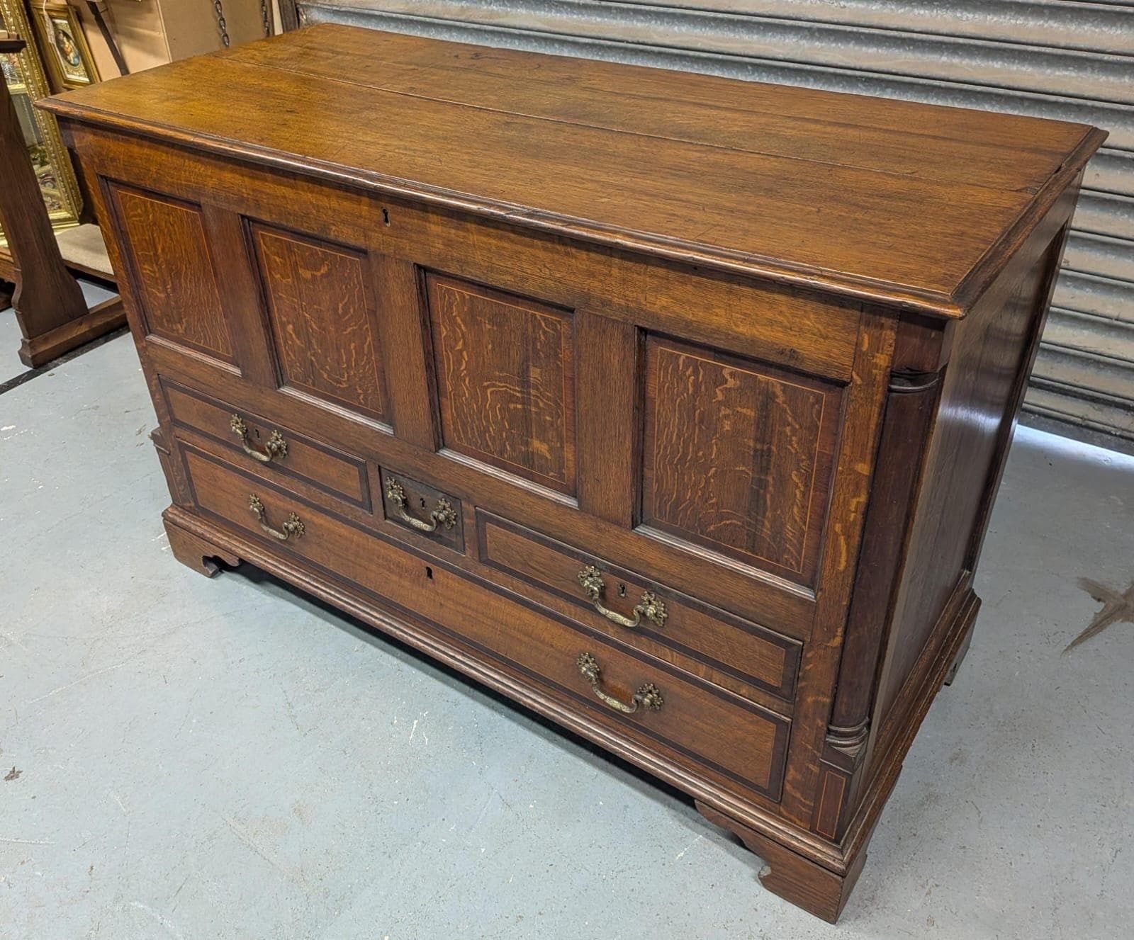 Georgian Solid Oak Mule Chest With 4 Drawers photo vinterior