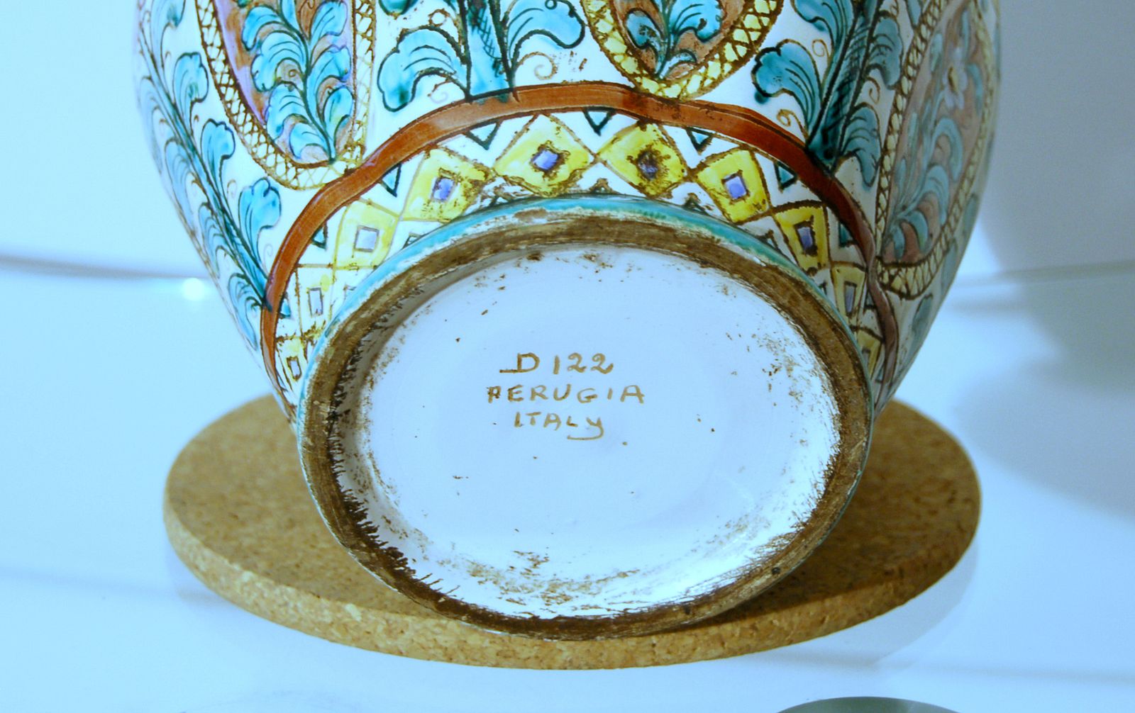 Home Decor Majolica Vase Polychrome / Perugia Italy 1940 / Gualdo Tadino photo
