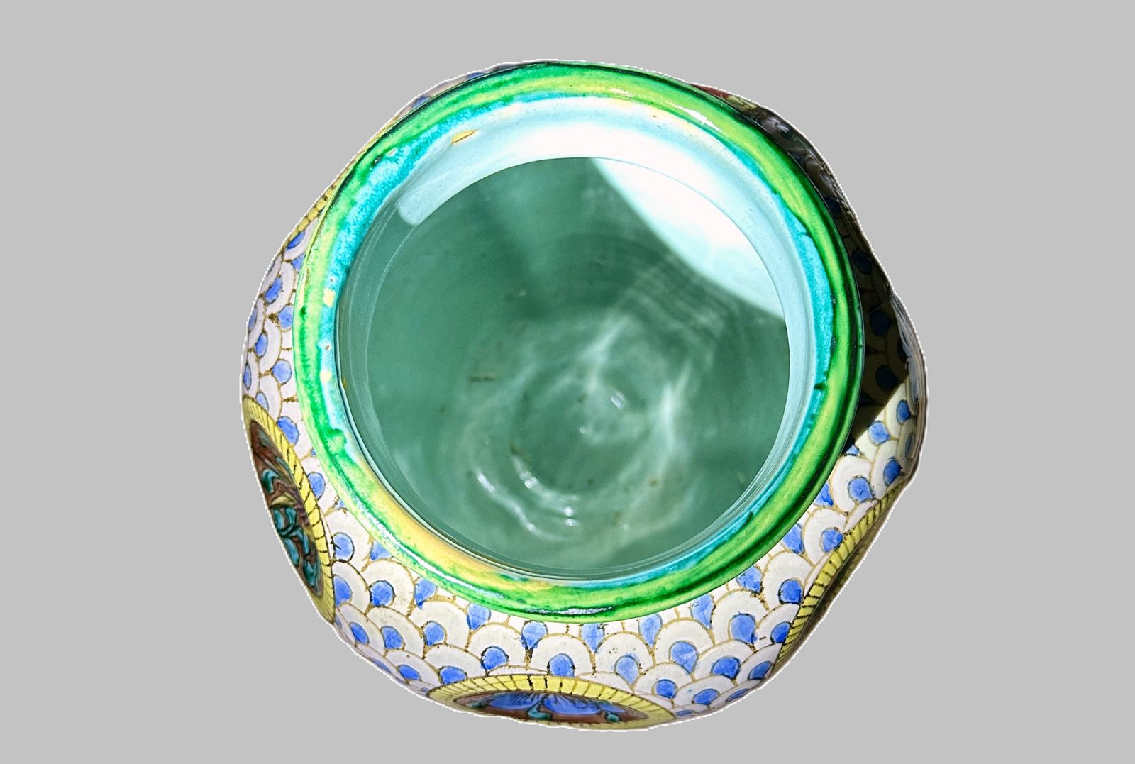 photo furniture Majolica Vase Polychrome / Perugia Italy 1940 / Gualdo Tadino
