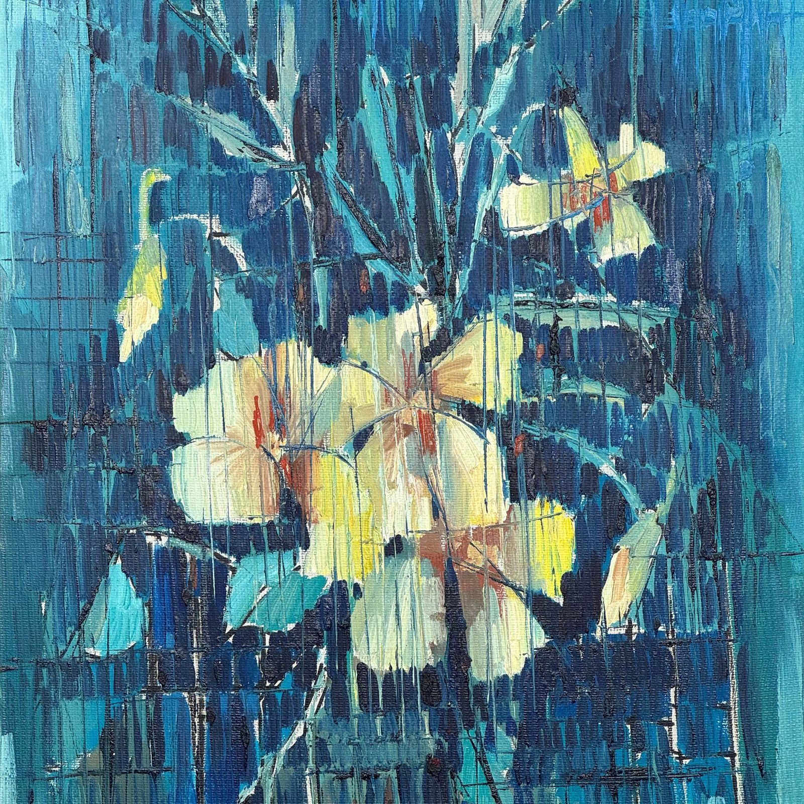 Mid Century Abstract Painting Of Flowers photo Art