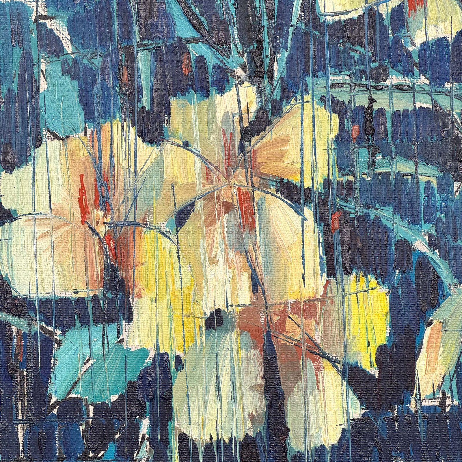Mid Century Abstract Painting Of Flowers photo 350.0
