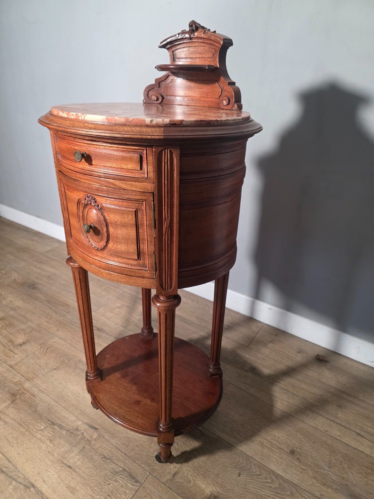 Antique French Mahogany Marble Top Bedside Cabinet 1910 photo buy
