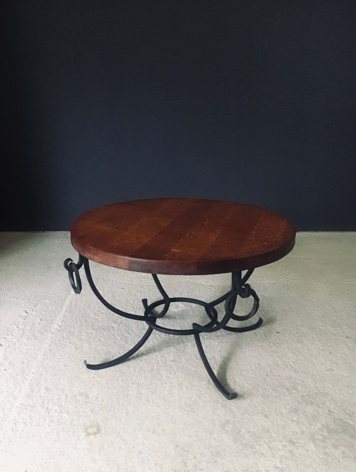 Rustic Design Oak & Wrought Iron Coffee Table, Belgium 1950's photo furniture