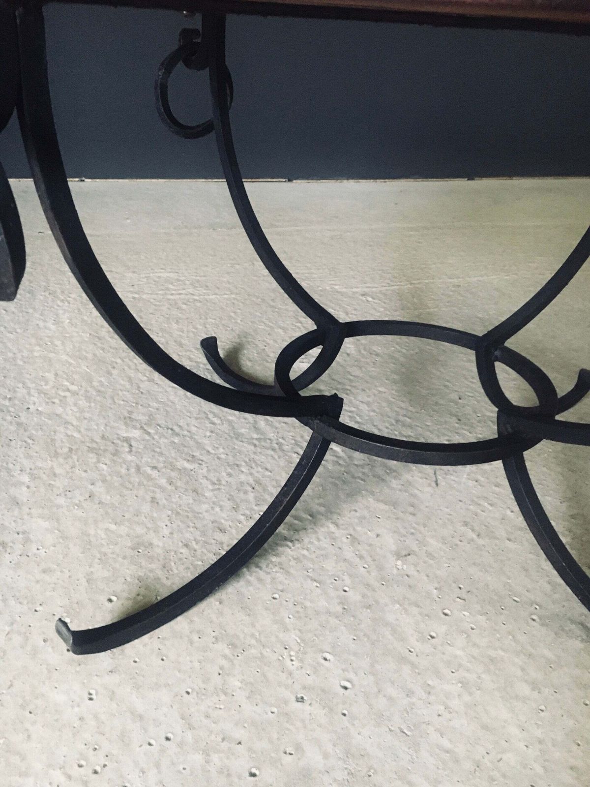 photo for sale Rustic Design Oak & Wrought Iron Coffee Table, Belgium 1950's
