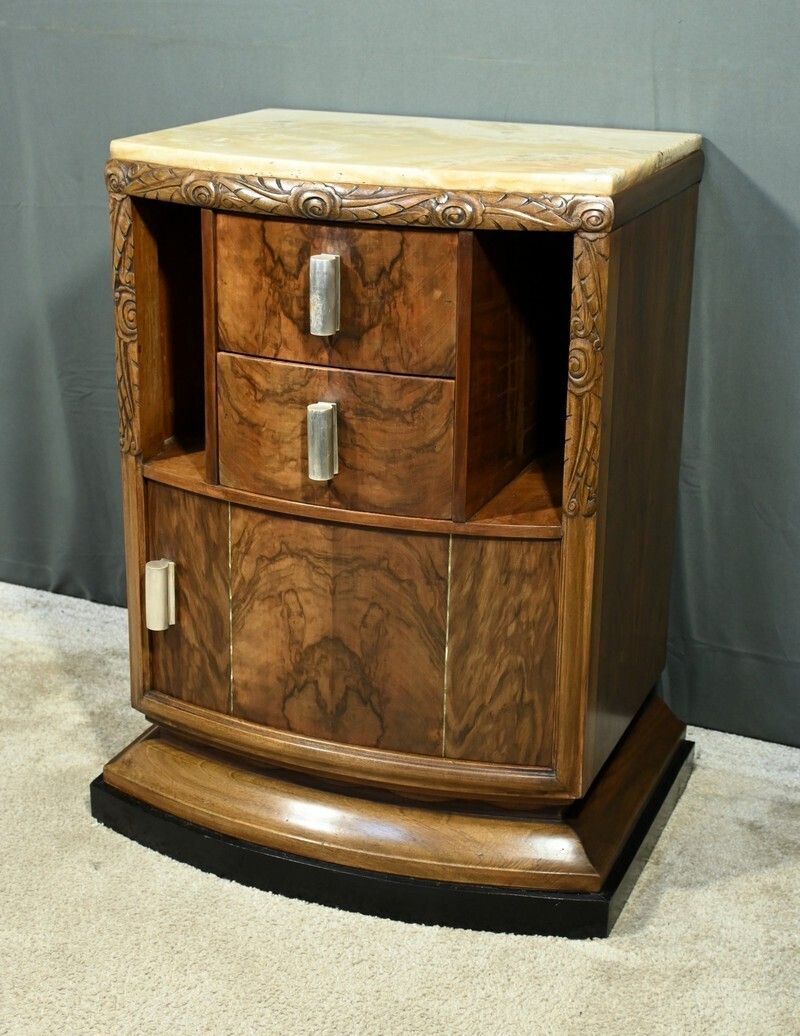 Walnut Burl Bedside Table, Art Deco – 1930 photo for sale