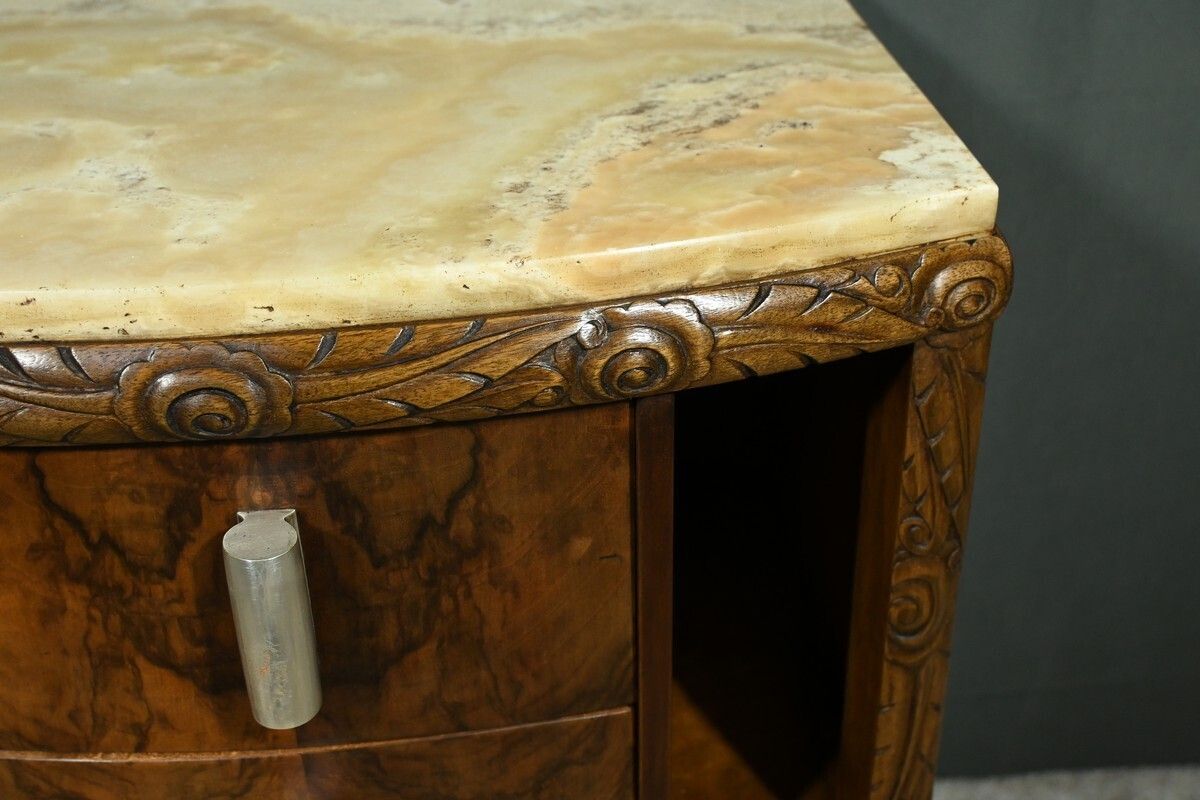 photo for sale Walnut Burl Bedside Table, Art Deco – 1930
