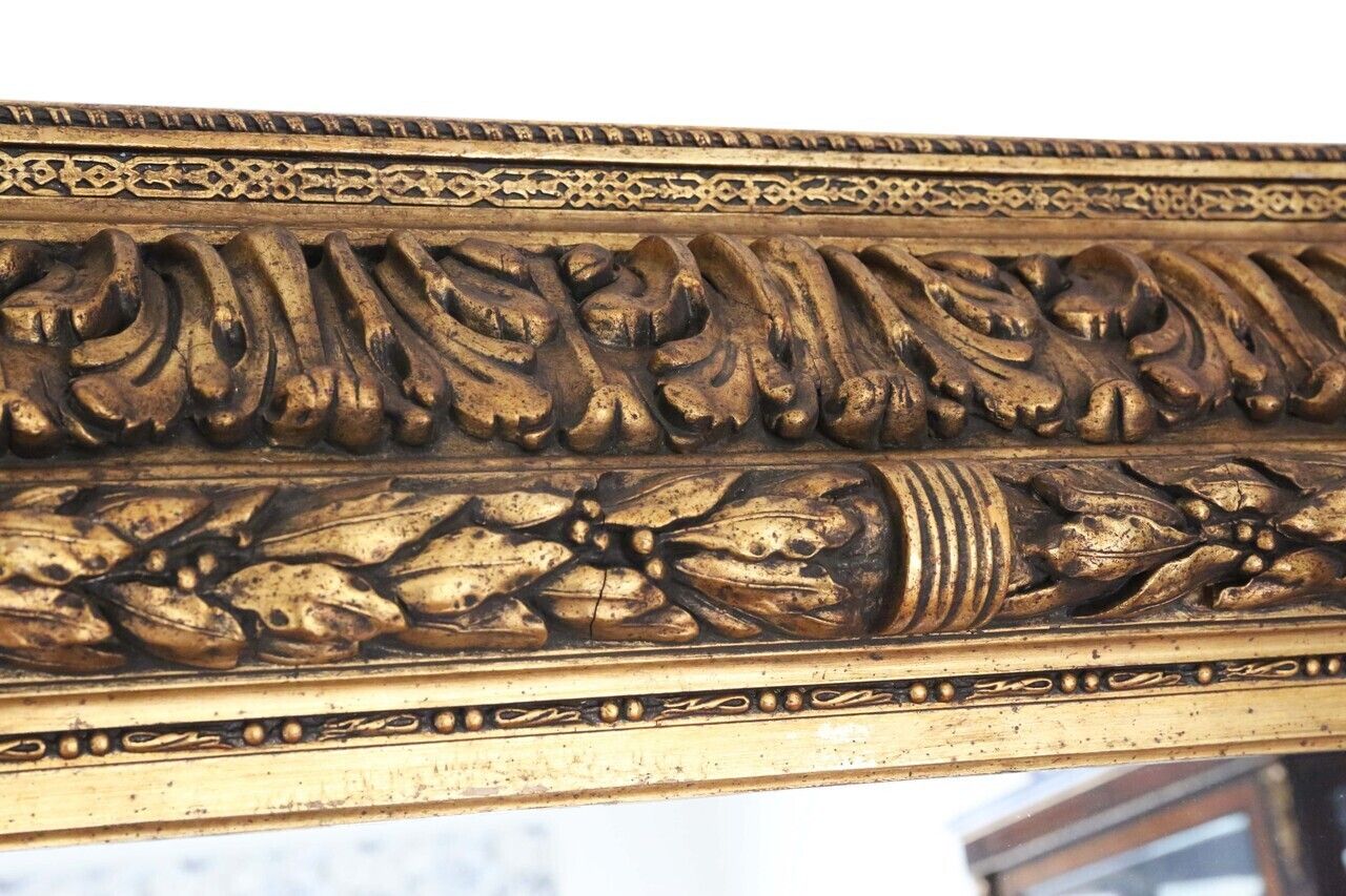 Antique 19th Century Very Large Gilt Overmantle Floor Or Wall Mirror – Fine Quality photo vinterior