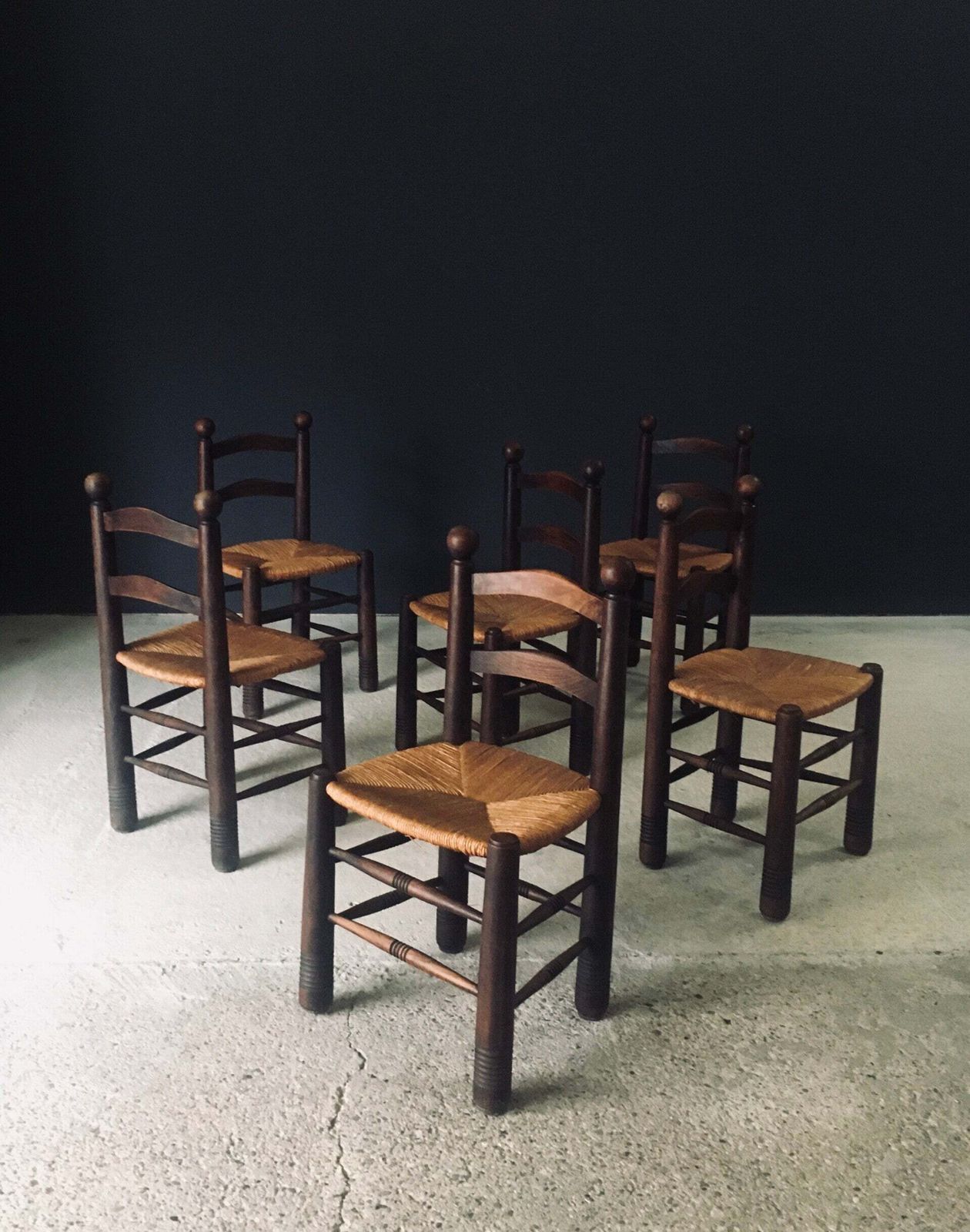 French Provincial Design Dining Chairs By Charles Dudouyt, France 1940's