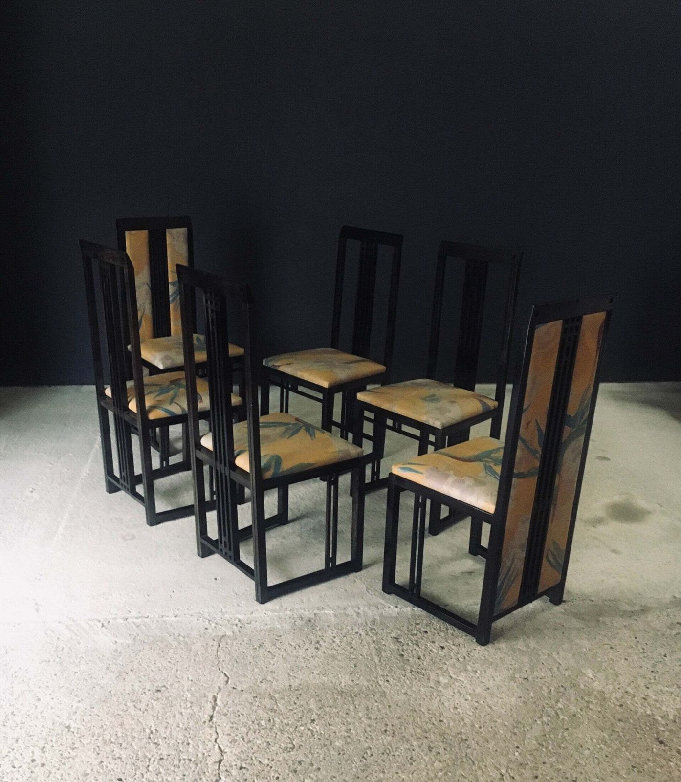 Postmodern Design 'Galaxy' Dining Chair Set By Umberto Asnago For Giorgetti, Italy 1980's photo vinterior