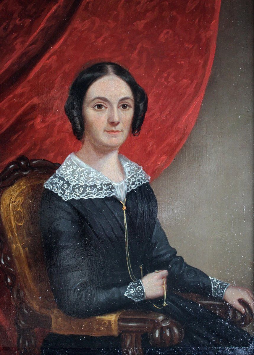 Biedermeier Artist, Portrait Of A Young Lady Seated, Oil On Canvas, 1840, Framed photo vintage