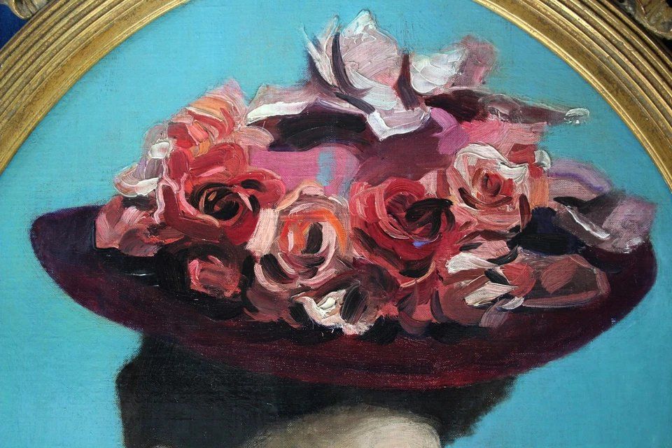 Portrait Of Lady With Hat, 1800s, Oil Painting, Framed photo buy