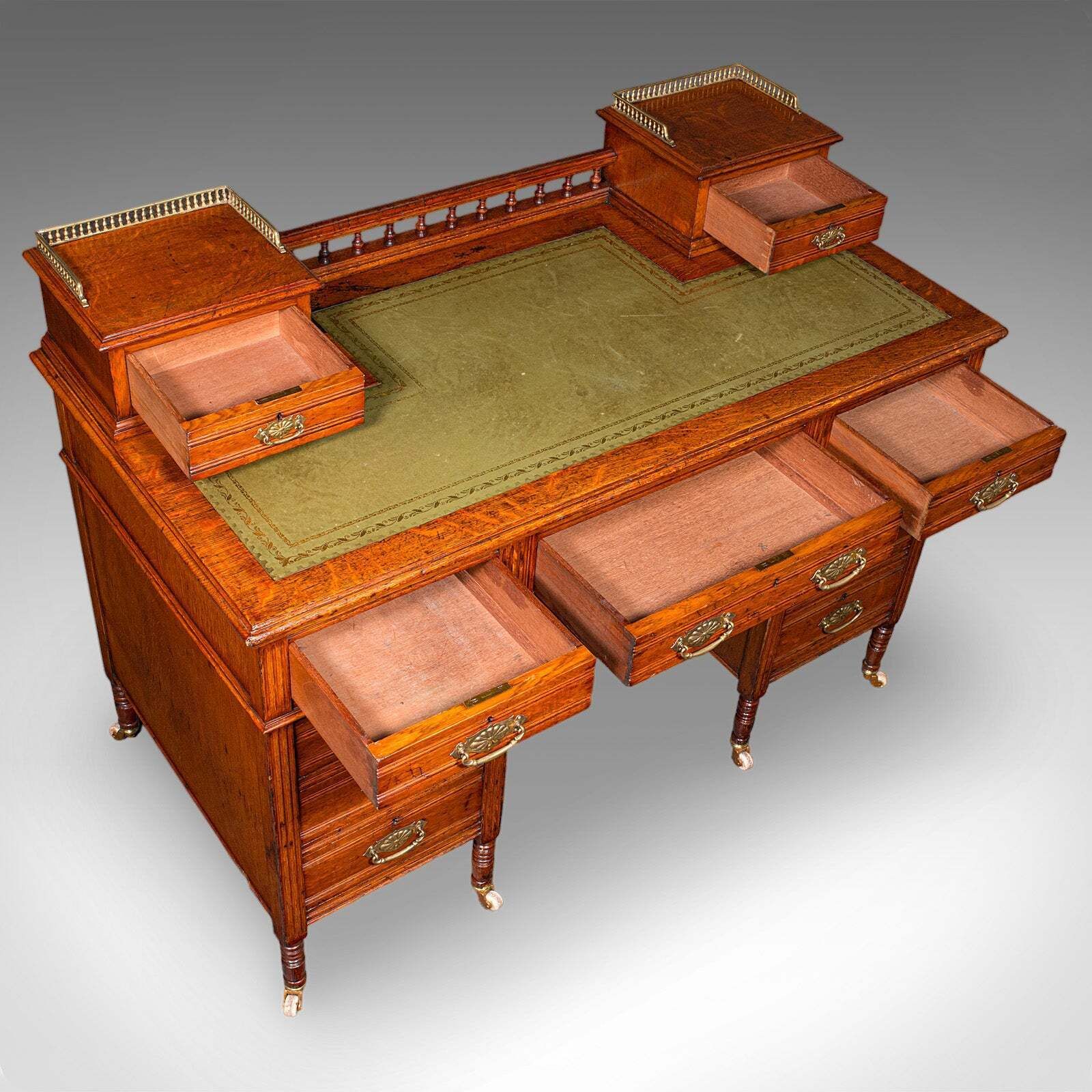 Antique Estate Manager's Kneehole Desk, Scottish, Oak, Country House, Victorian photo vinterior