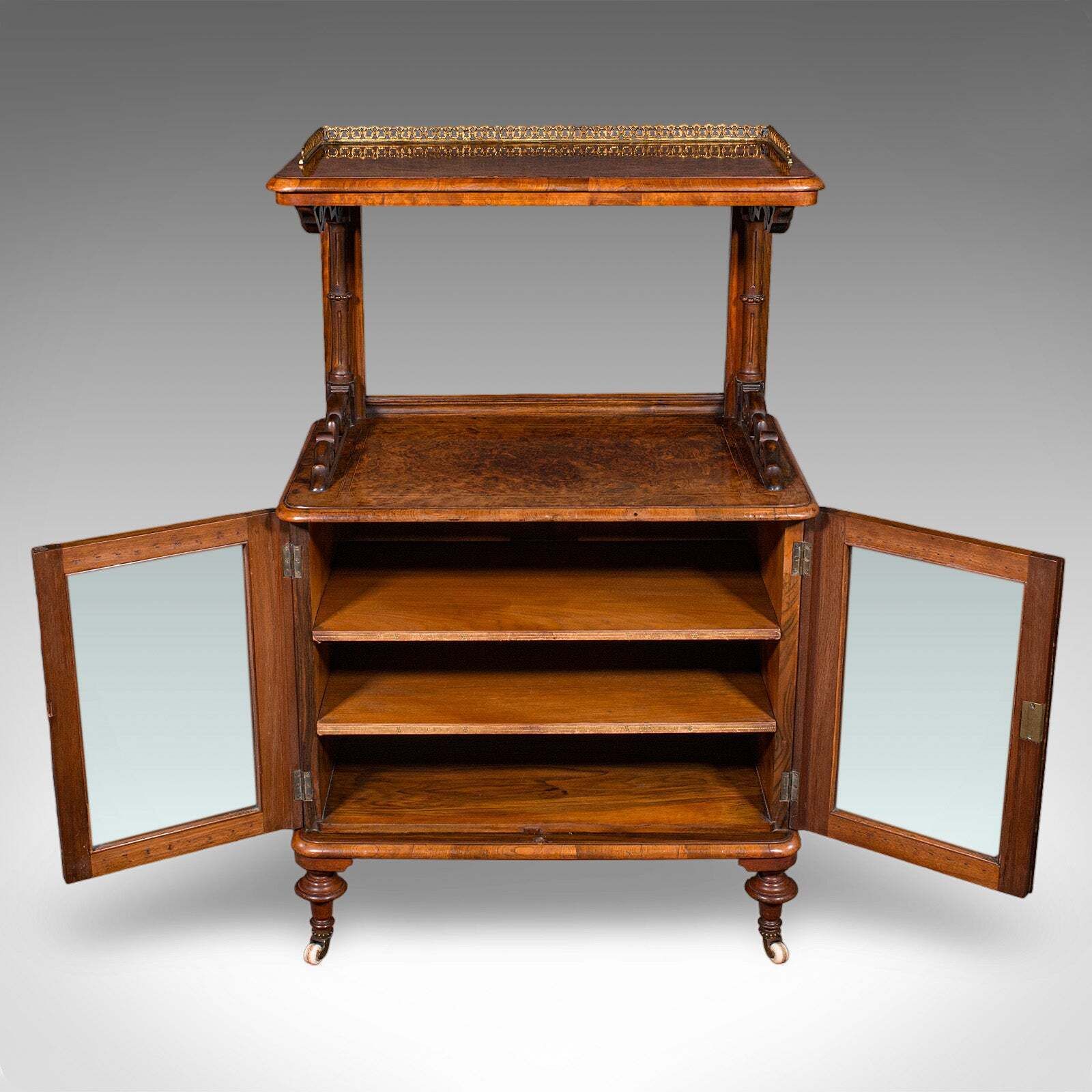 Antique Pianist's Lounge Server, English, Burr Walnut, Music Cabinet, Victorian photo for sale