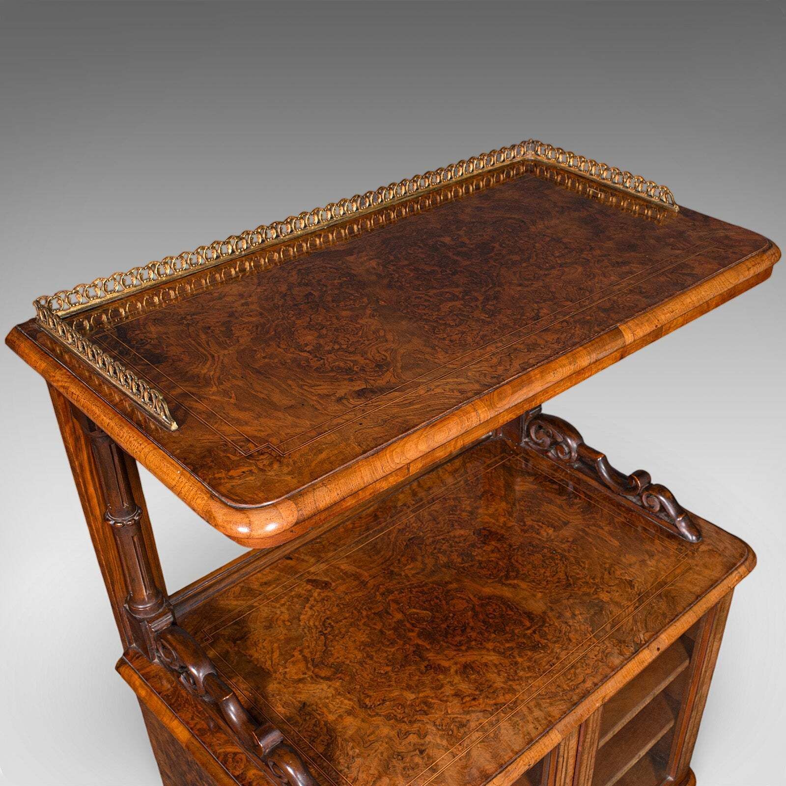Antique Pianist's Lounge Server, English, Burr Walnut, Music Cabinet, Victorian photo vintage