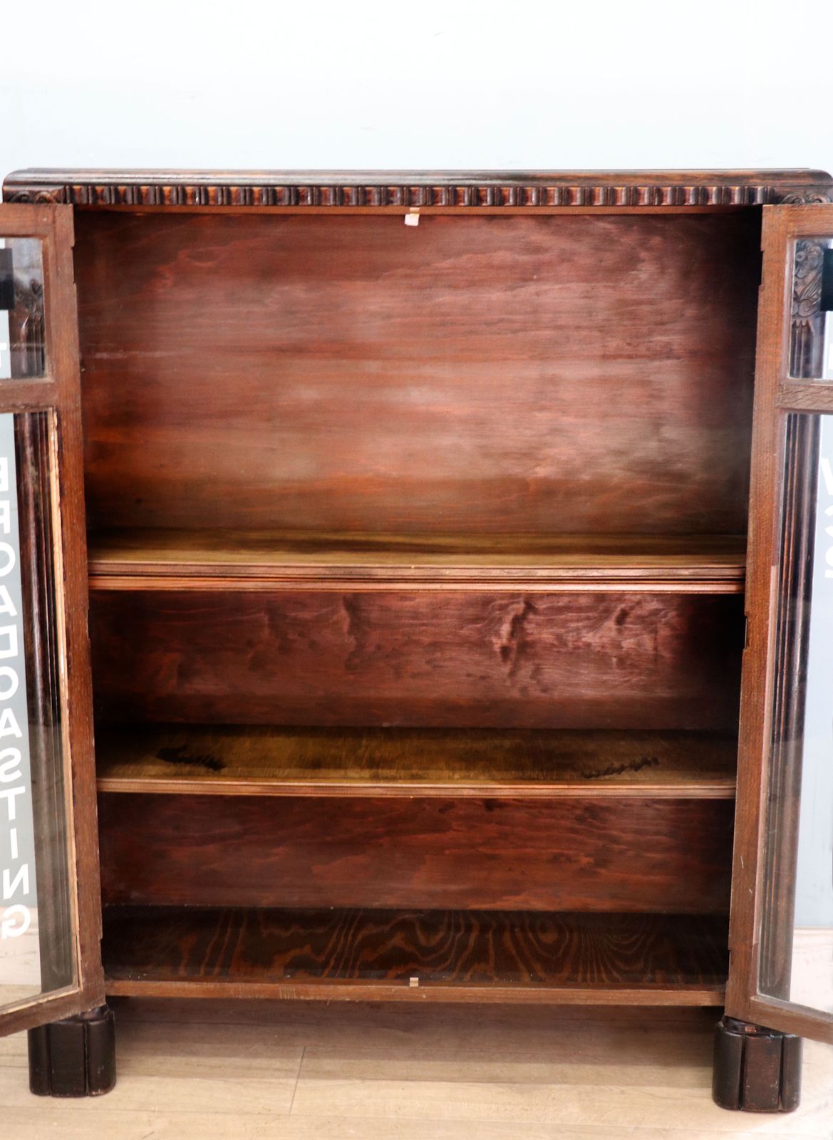 photo for sale A Wonderful Traditional Oak Veneered Cabinet, Hand Sign Written With Detail For The British Broadcasting Company.