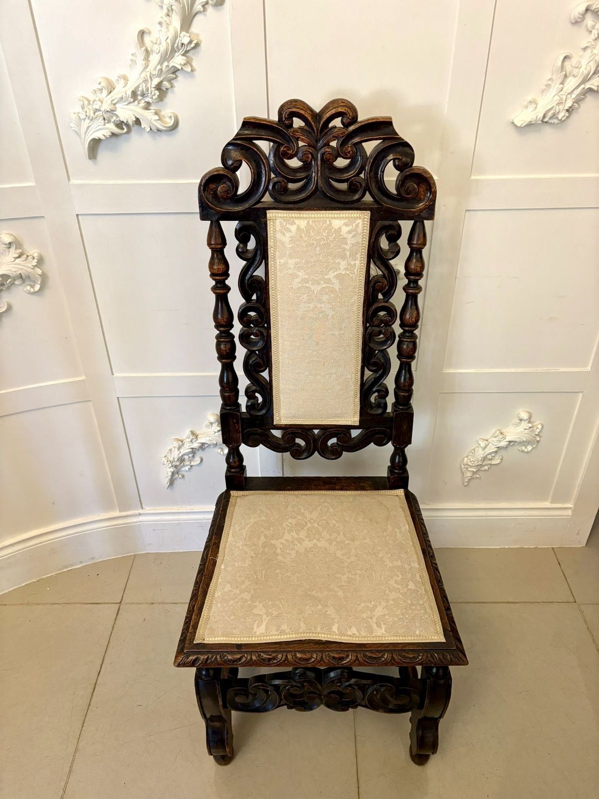 1785.0 Antique 19th Century Quality Set Of 4 Carved Oak Dining Chairs photo