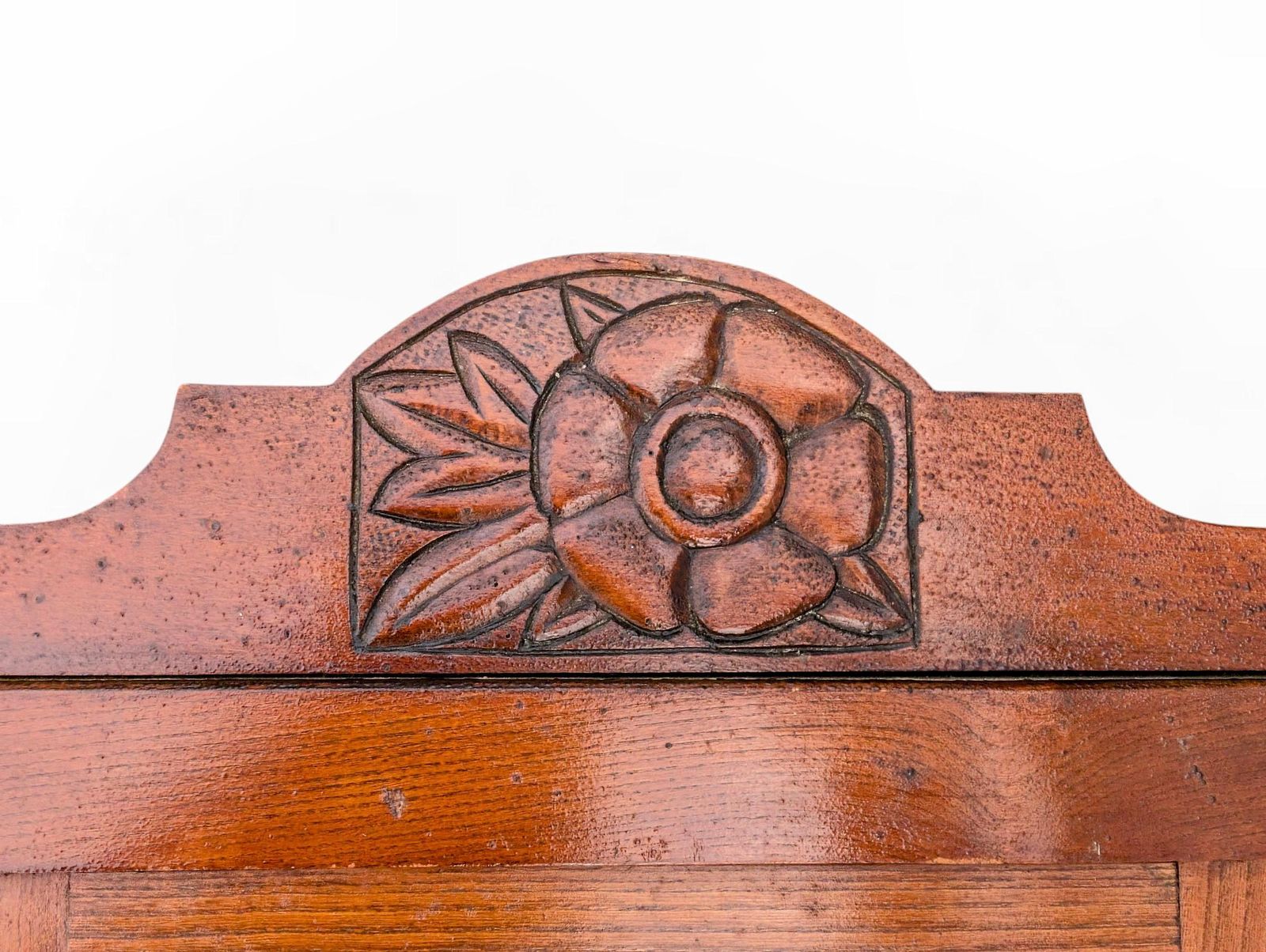Large Art Nouveau Carved Oak Wall Cabinet With Mirror – Floral Motif –1920s photo Furniture