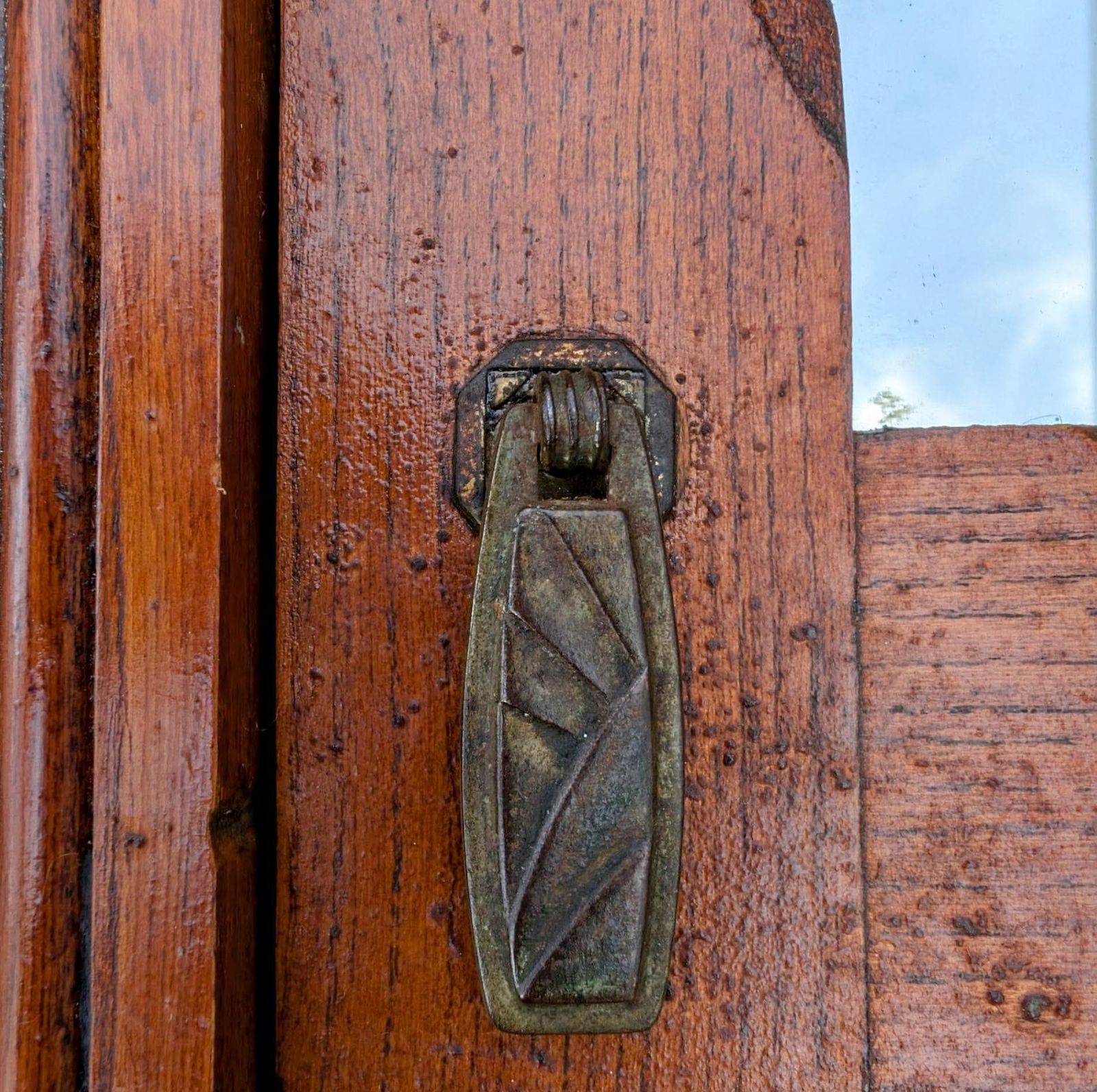 Large Art Nouveau Carved Oak Wall Cabinet With Mirror – Floral Motif –1920s photo vintage