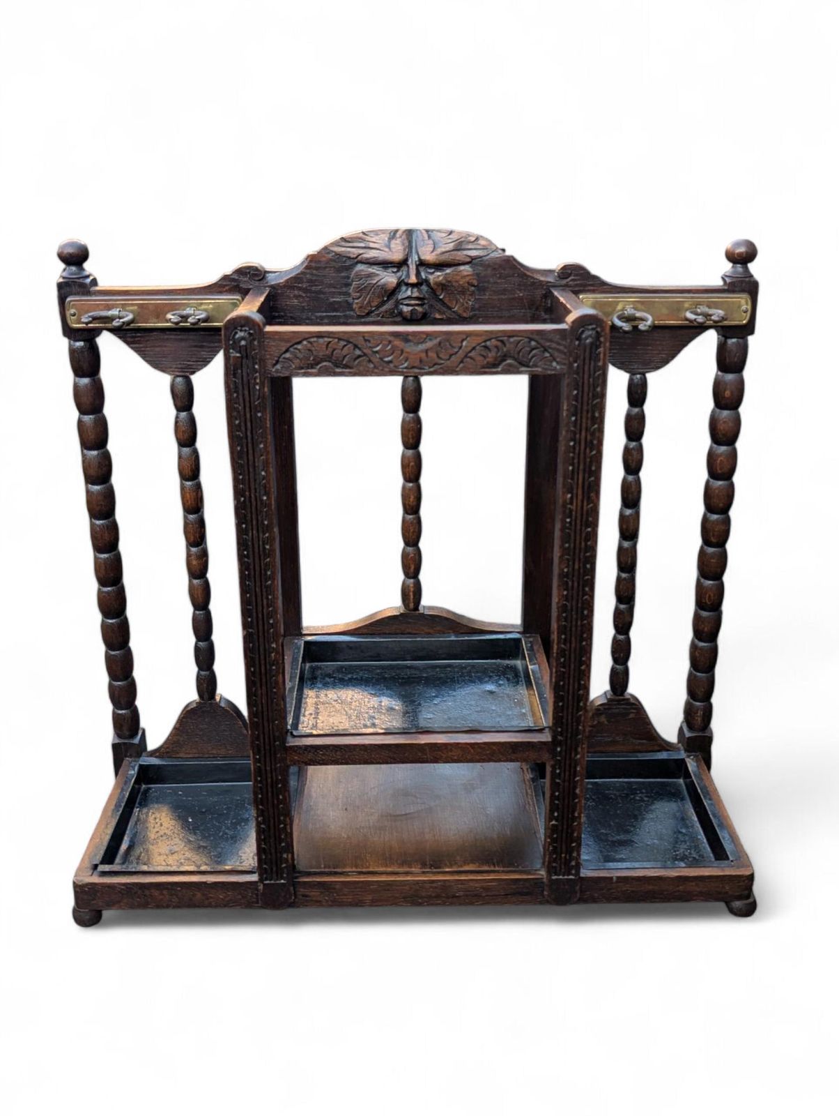 Arts & Crafts / Gothic Revival Green Man Umbrella Stand In Oak, Ca. 1900 (England) photo furniture