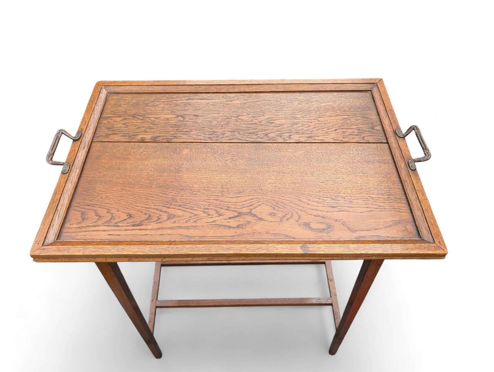 Antique Arts And Crafts Mission Oak Side Table With Removable Tray   Circa 1910 photo for sale